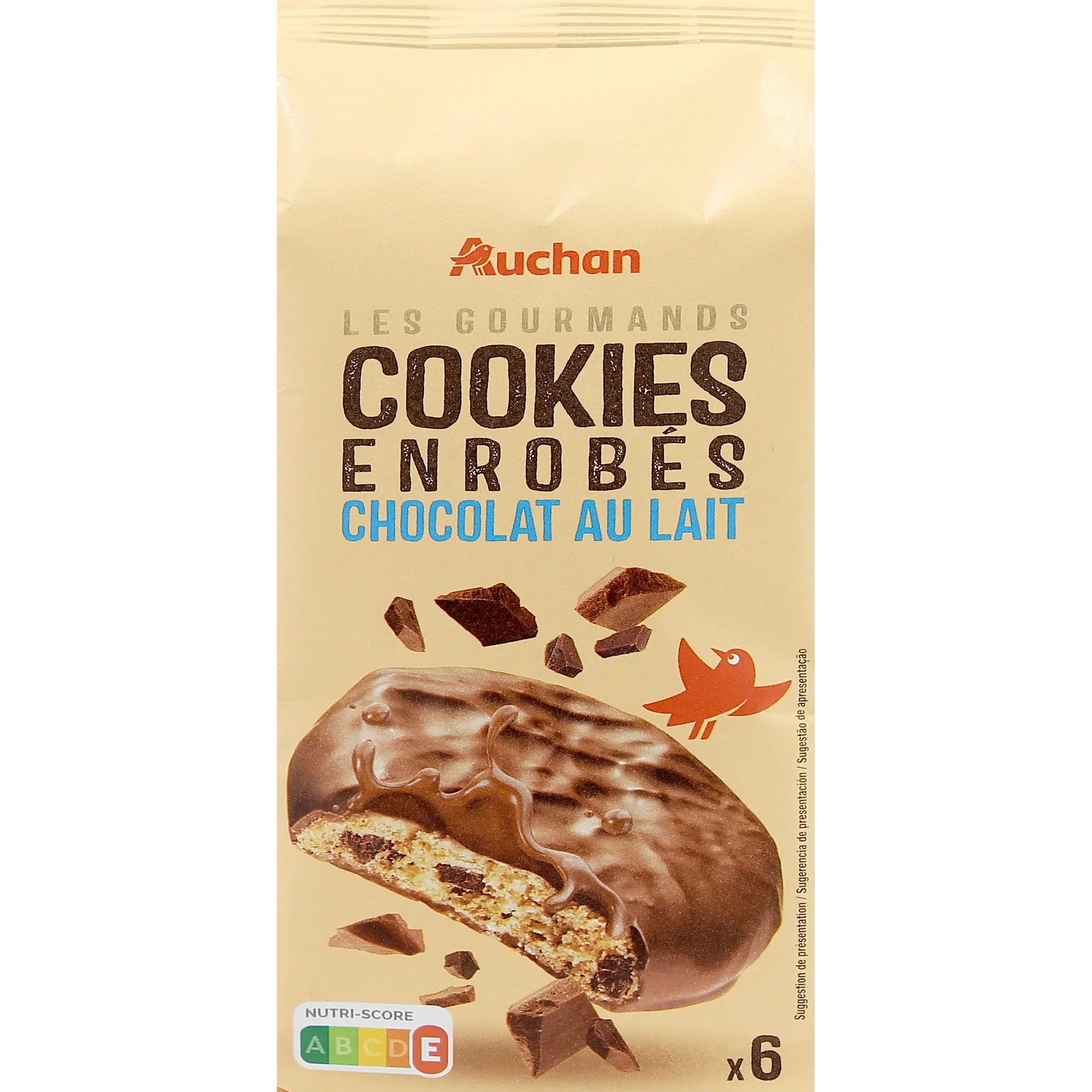 AUCHAN Cookies enrobés de chocolat au lait