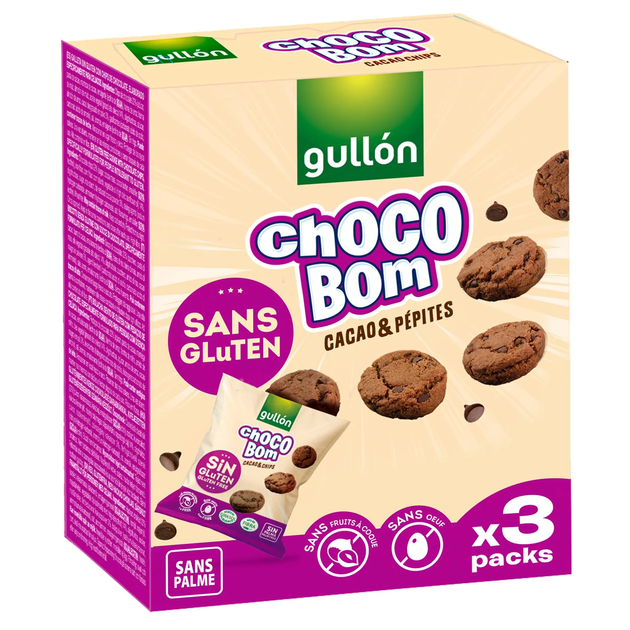 GULLON Chocobom Mini cookies au cacao et pépites de chocolat sans gluten