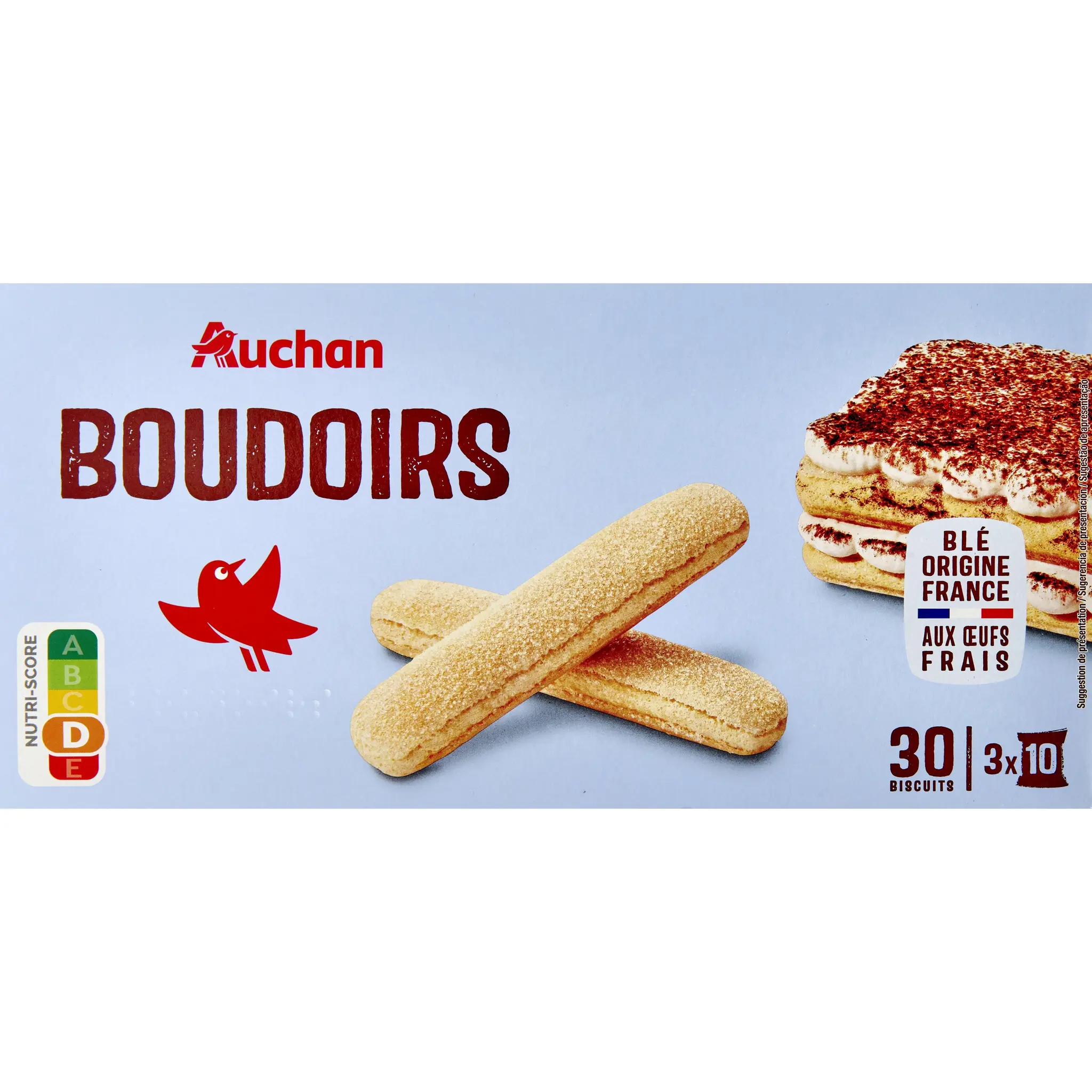 AUCHAN Boudoirs aux œufs frais sachets fraîcheur