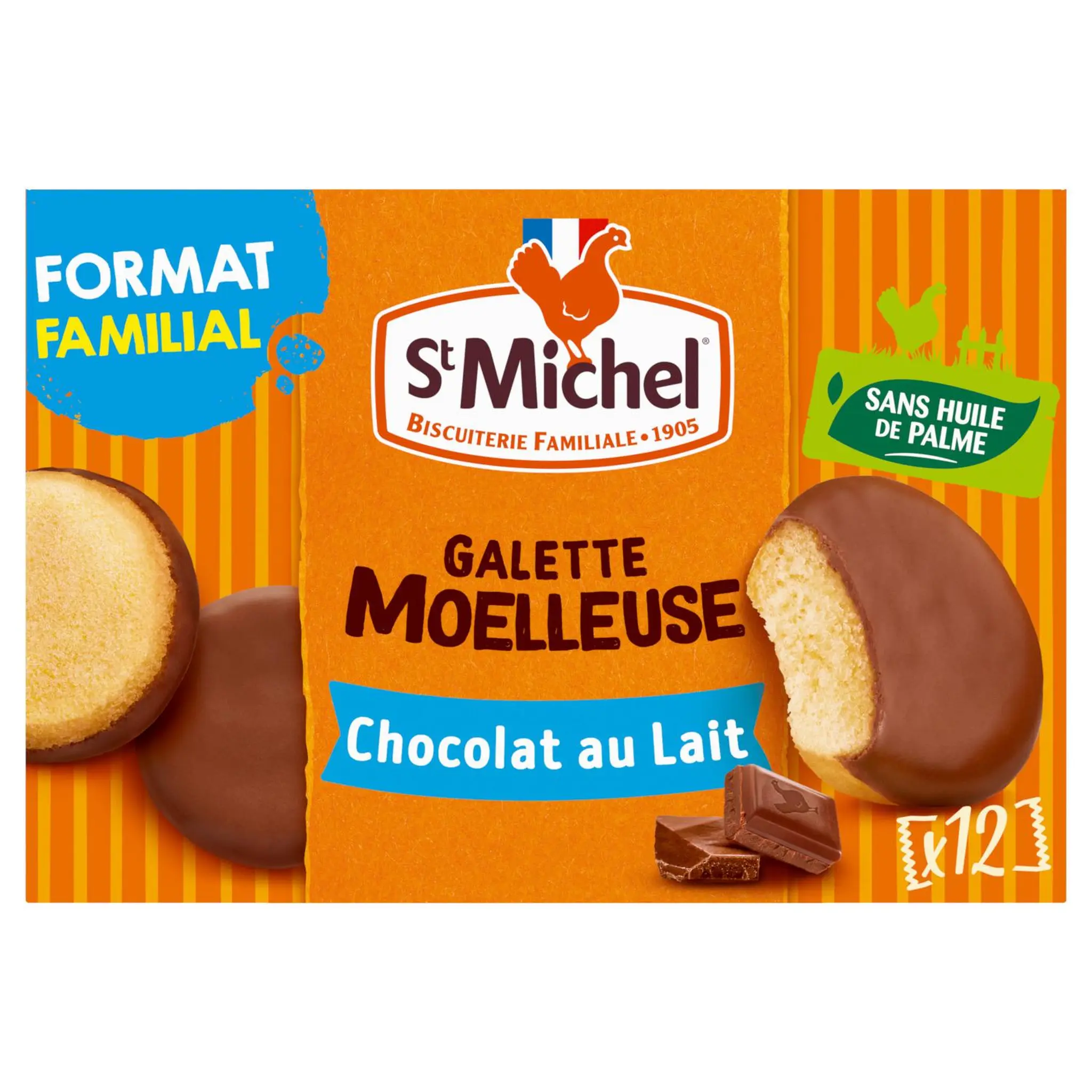 ST MICHEL Galette moelleuse au chocolat au lait sachets individuels