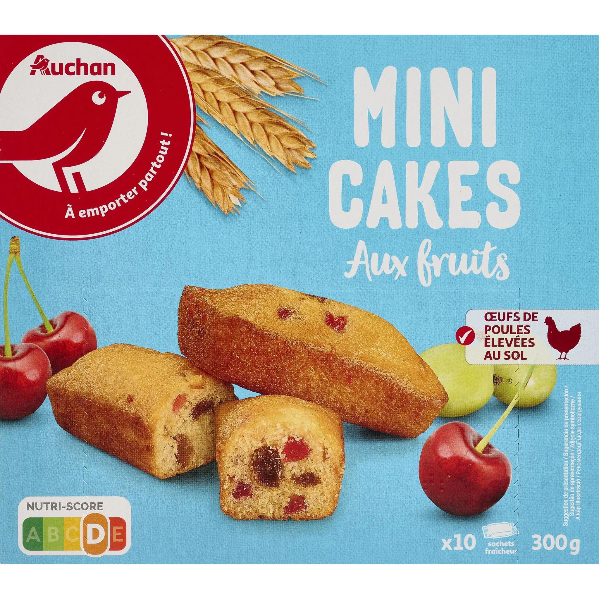 AUCHAN Mini cakes aux fruits sachets individuels