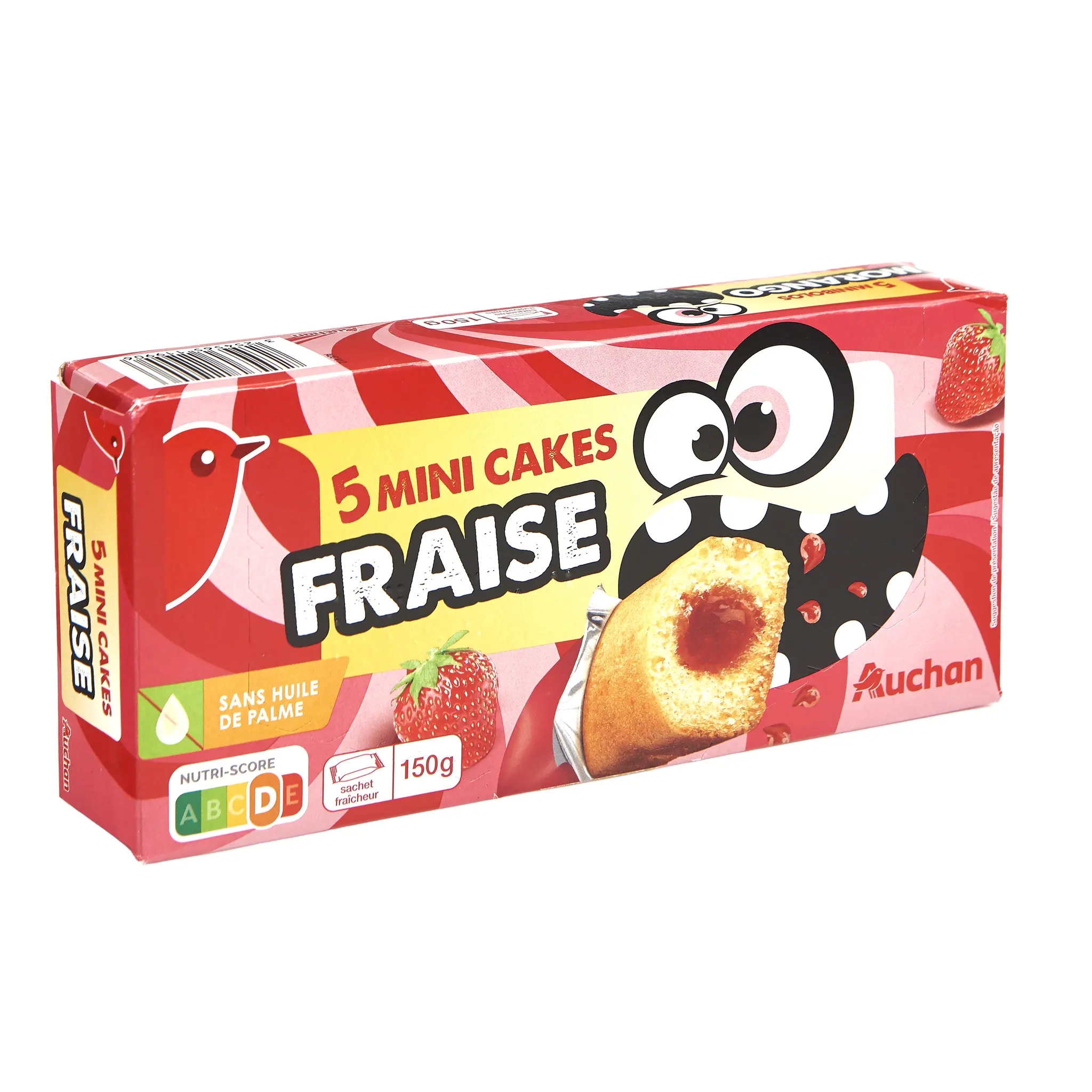 AUCHAN Mini cakes fourrés fraise sachets individuels