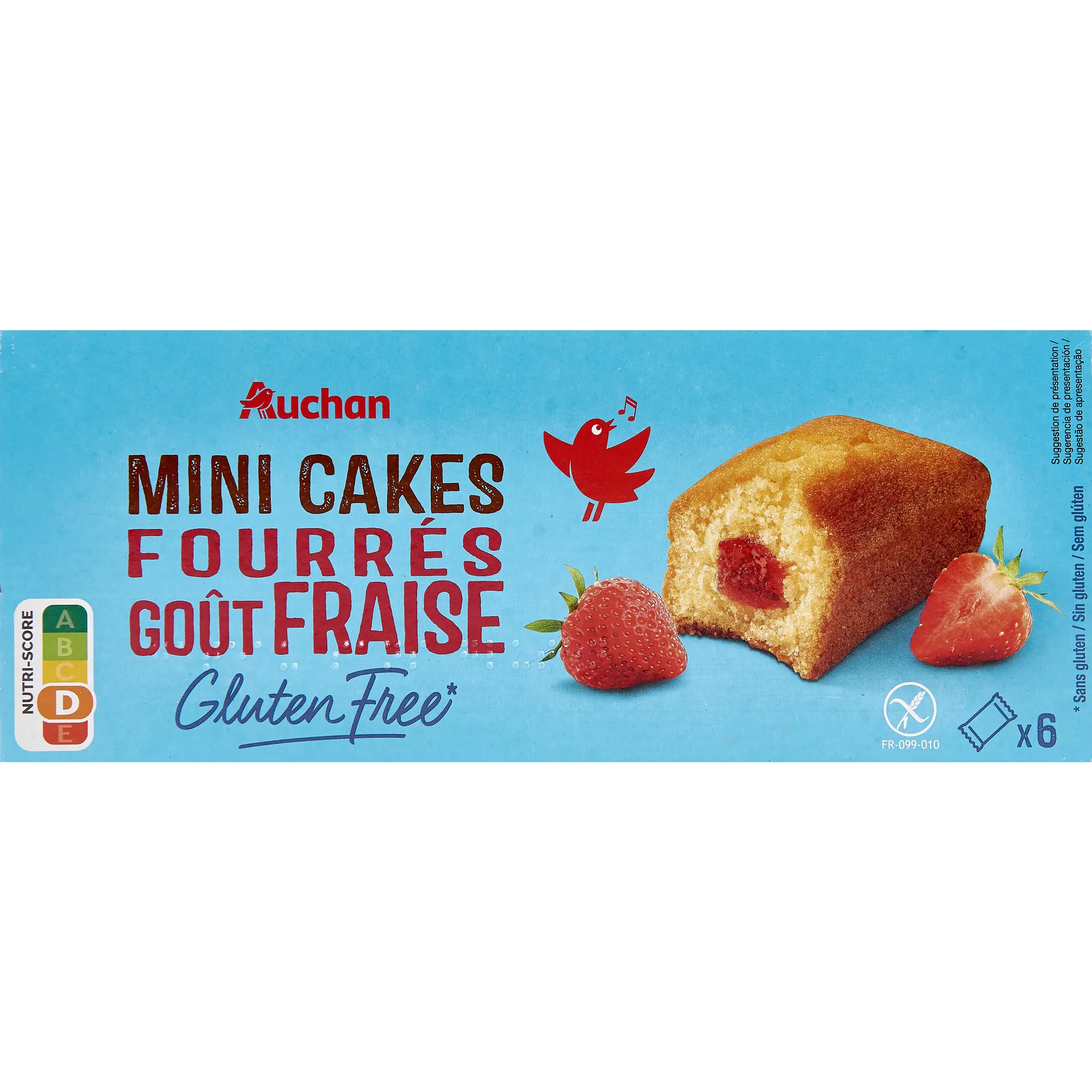 AUCHAN Mini cakes fourrés à la fraise sans gluten
