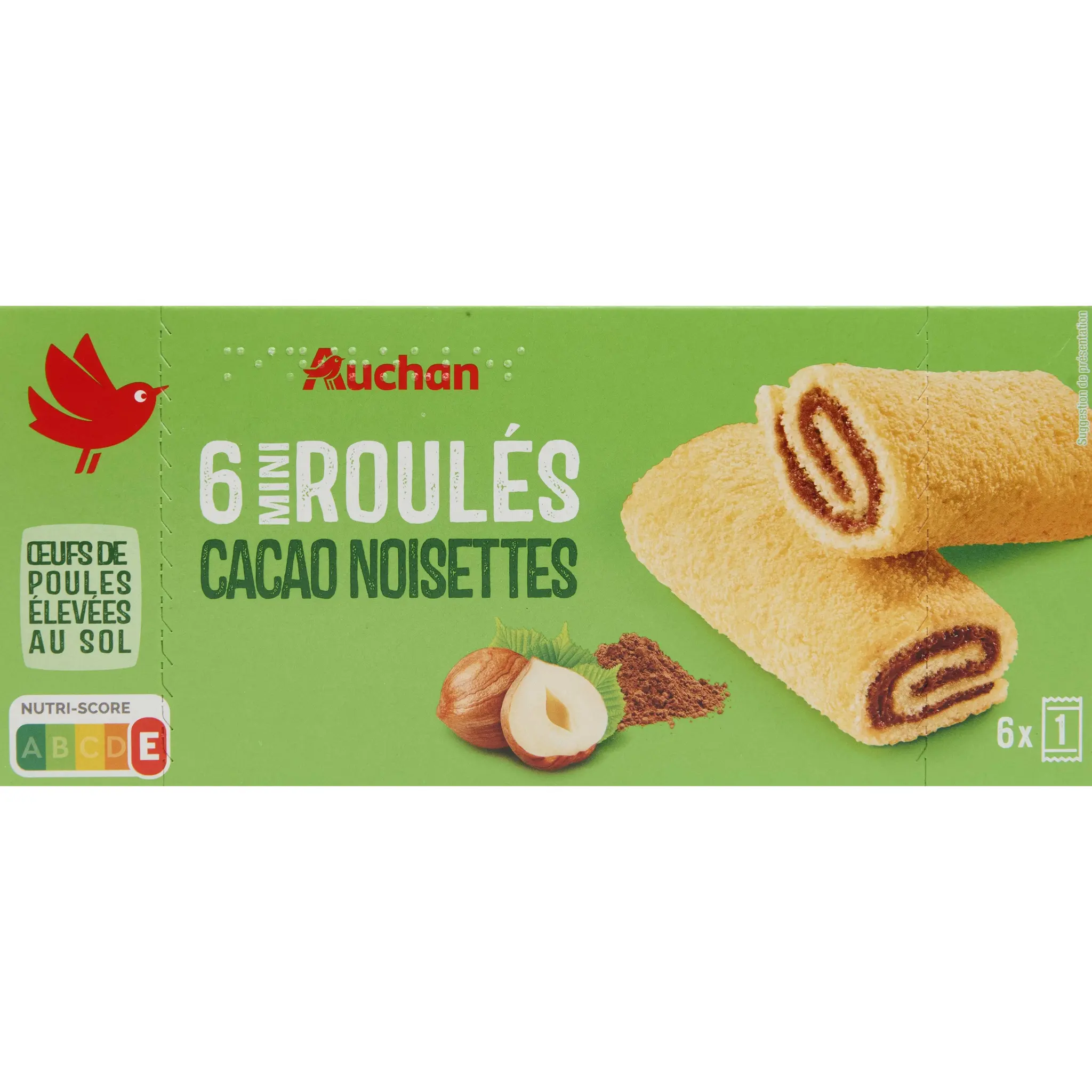 AUCHAN Mini roulés cacao noisette