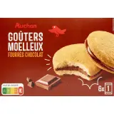 AUCHAN Gâteaux moelleux fourrés au chocolat sachets individuels