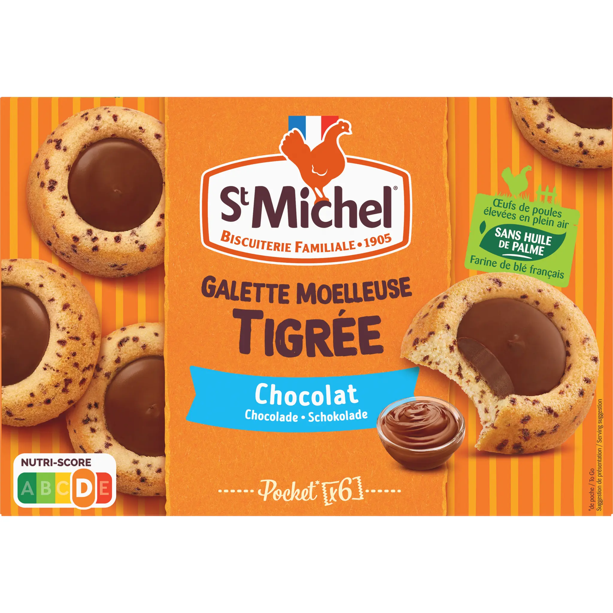 ST MICHEL Galette moelleuse tigrée au chocolat sachets individuels