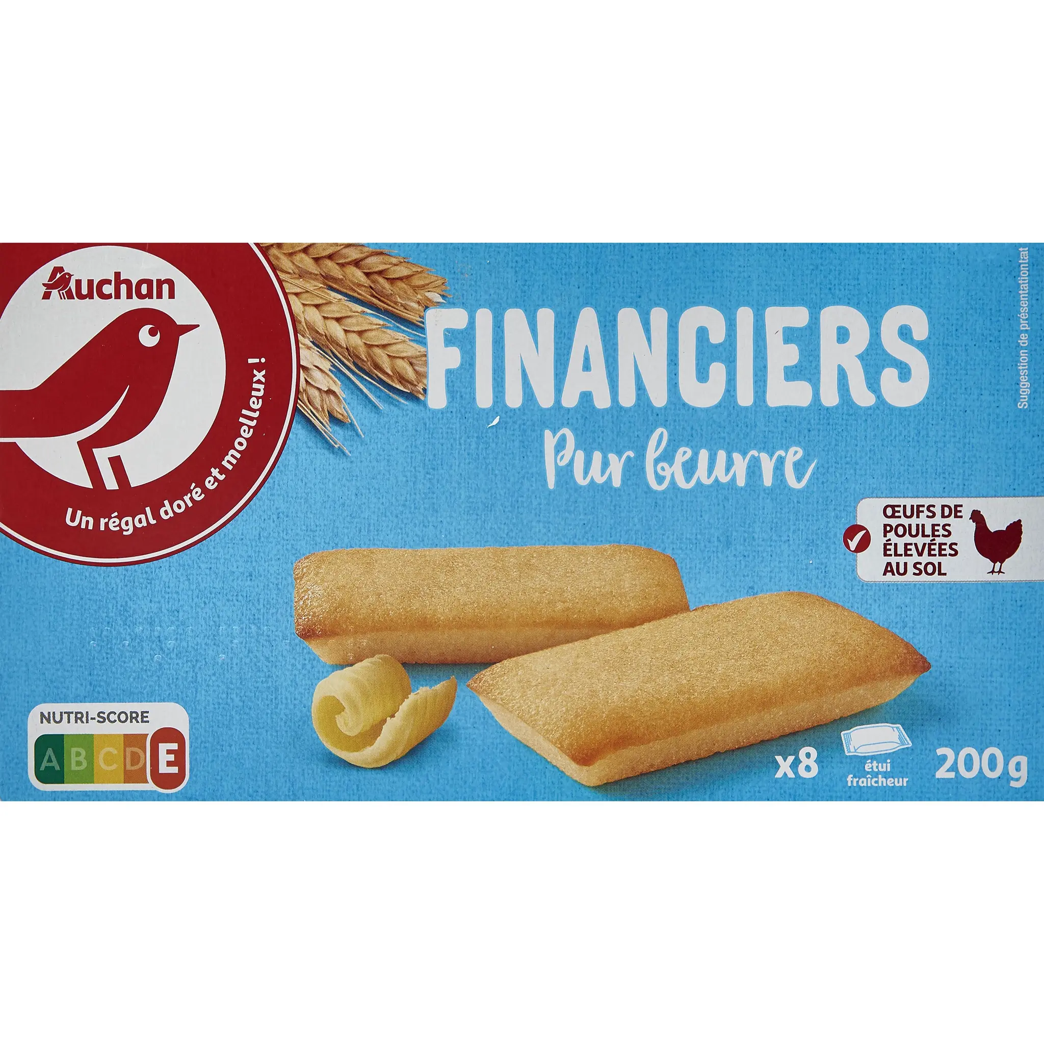 AUCHAN Financiers pur beurre sachets fraîcheur