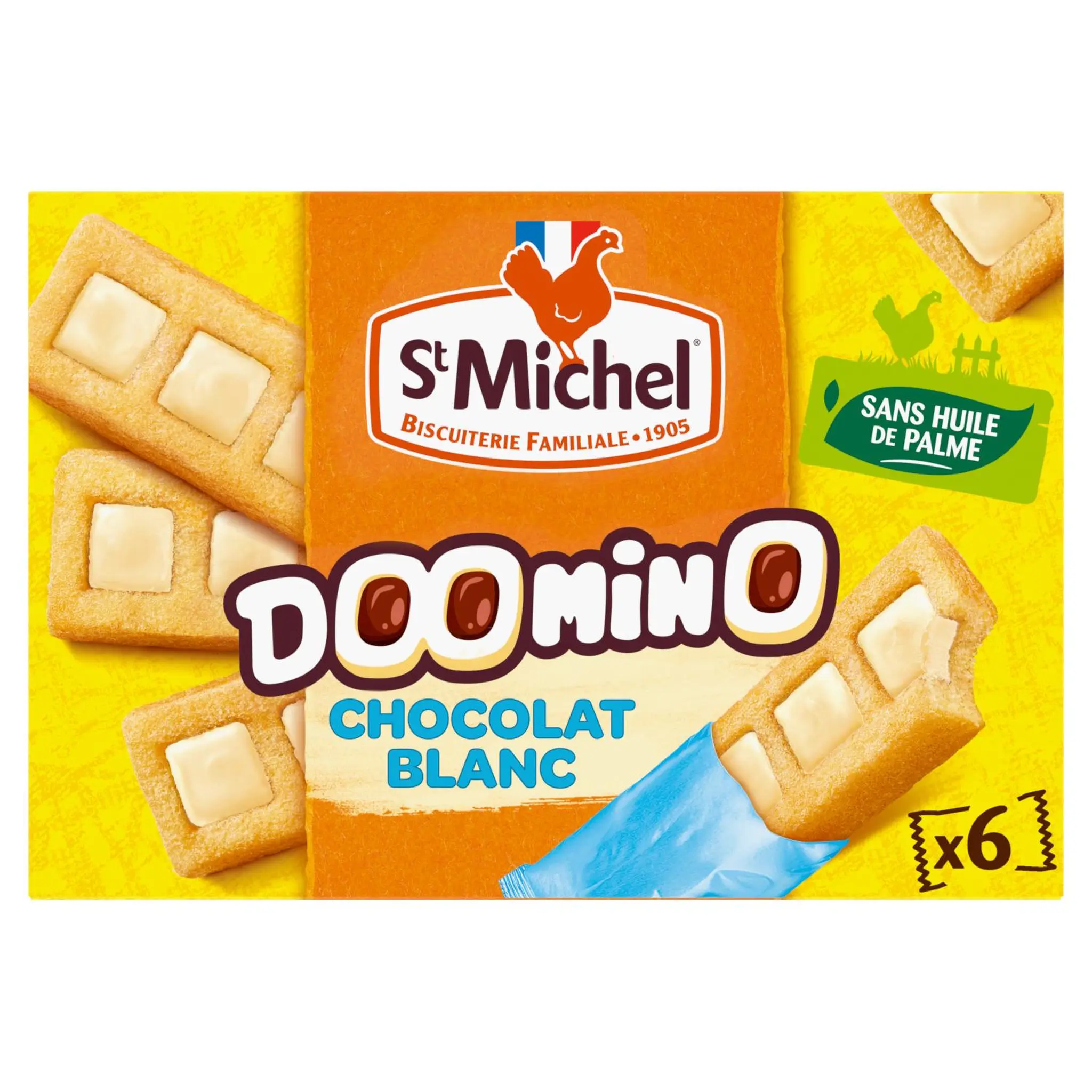ST MICHEL Doomino Gâteaux nappés au chocolat blanc sans huile de palme sachets individuels