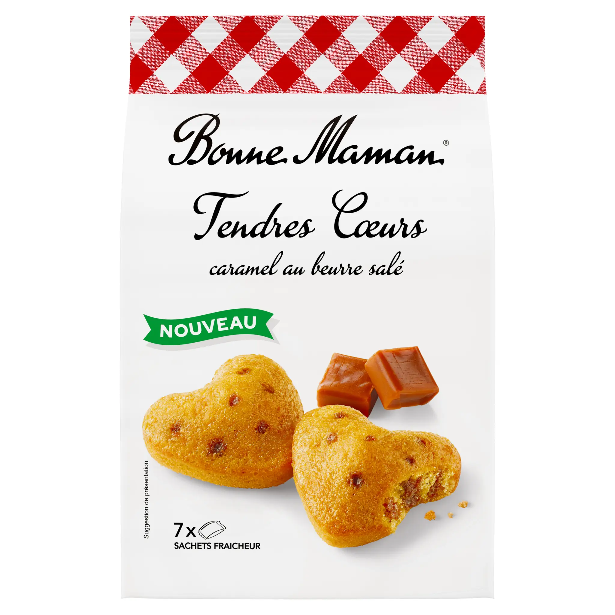 BONNE MAMAN Tendres Cœurs Gâteaux moelleux fourrés caramel au beurre salé