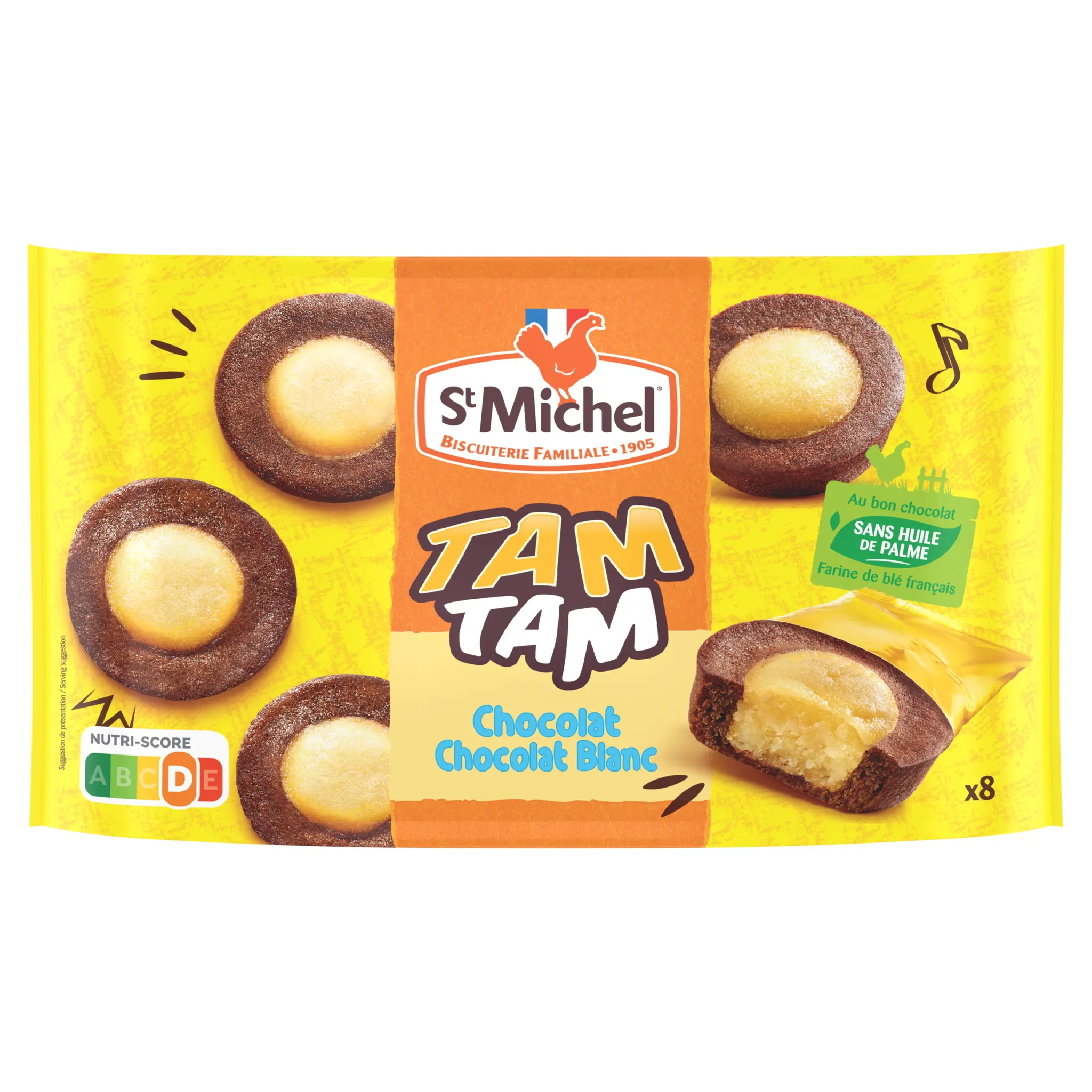 ST MICHEL Tam Tam chocolat-chocolat blanc sans huile de palme sachets individuels