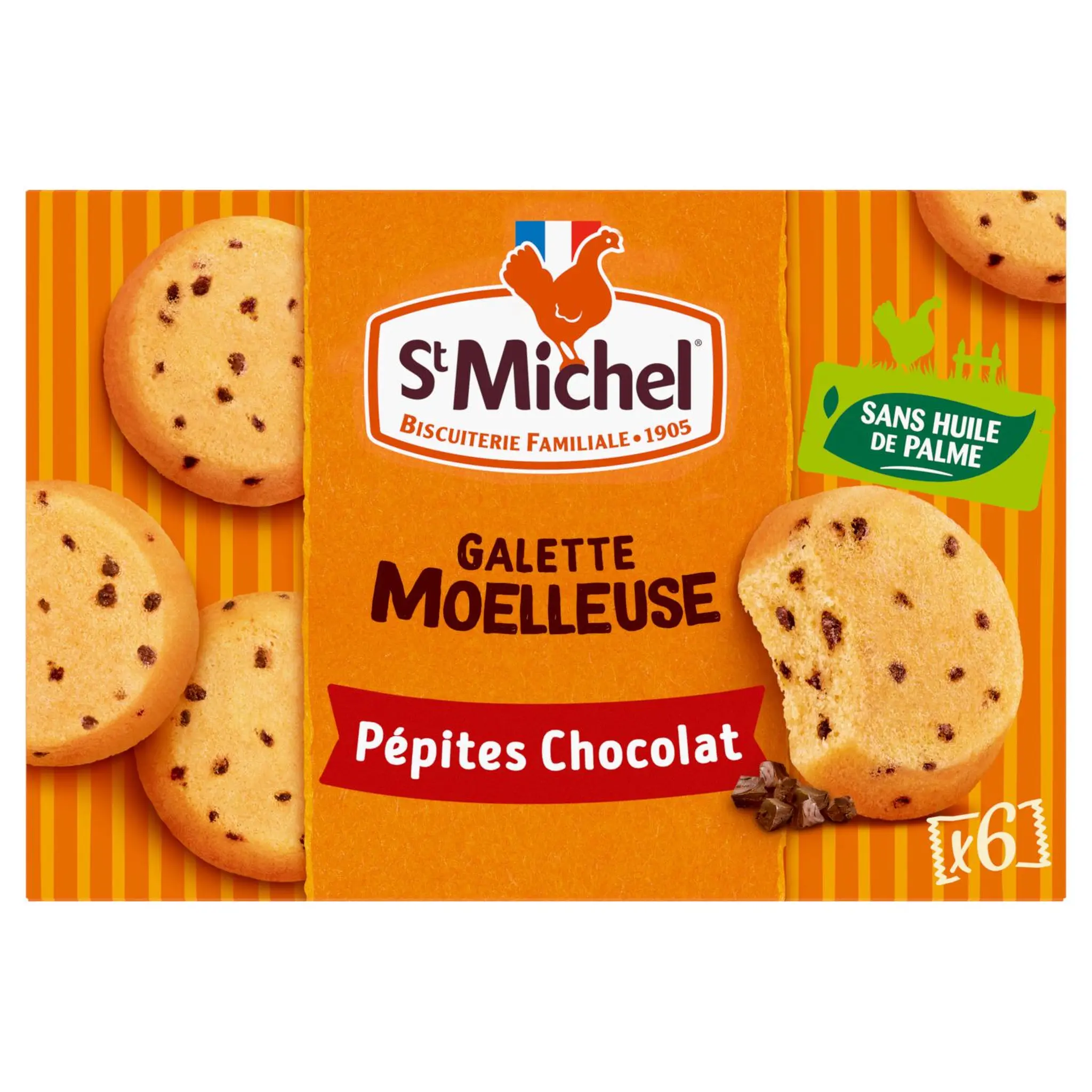 ST MICHEL Galette moelleuse aux pépites de chocolat en sachets