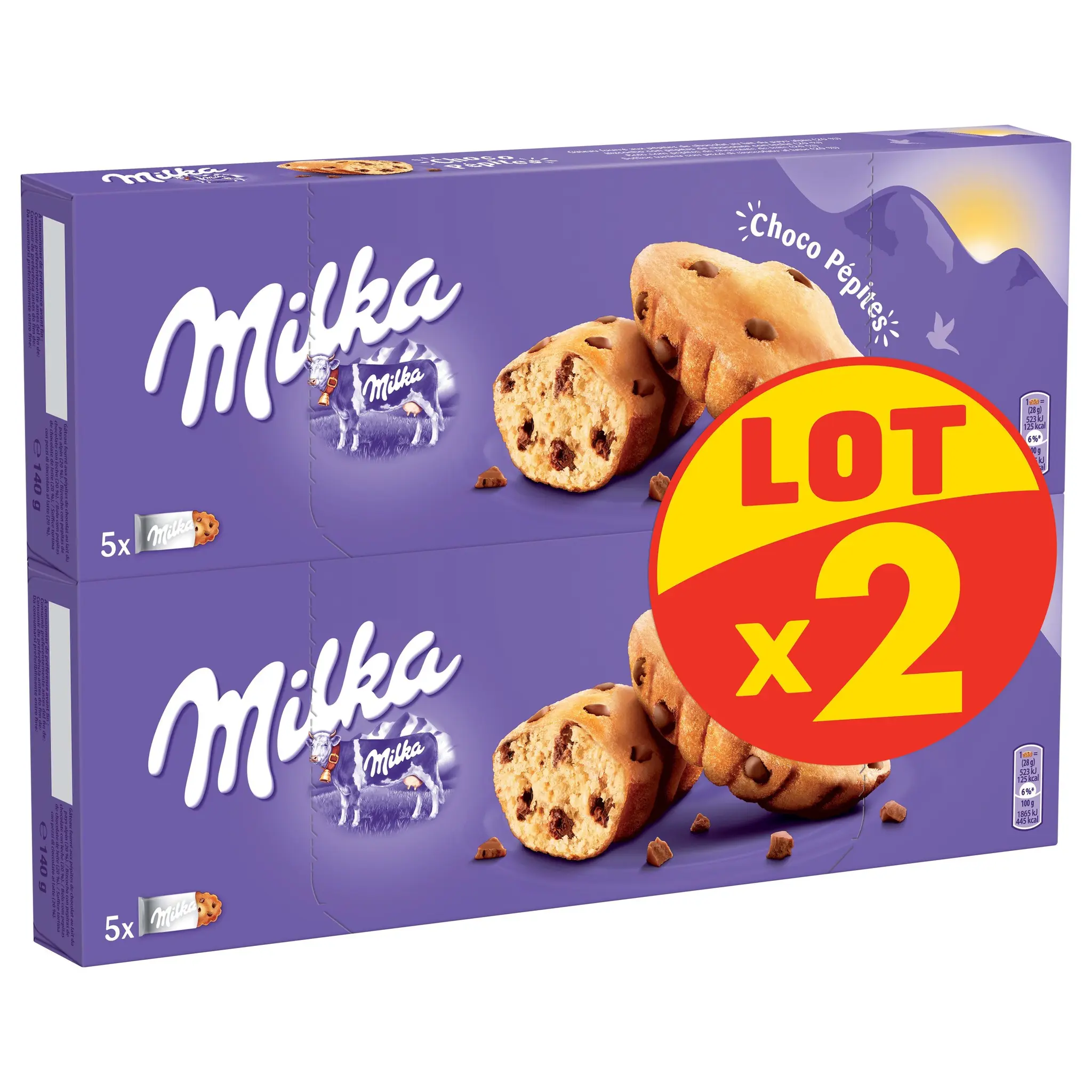 MILKA Gâteaux fourrés aux pépites de chocolat sachets individuels