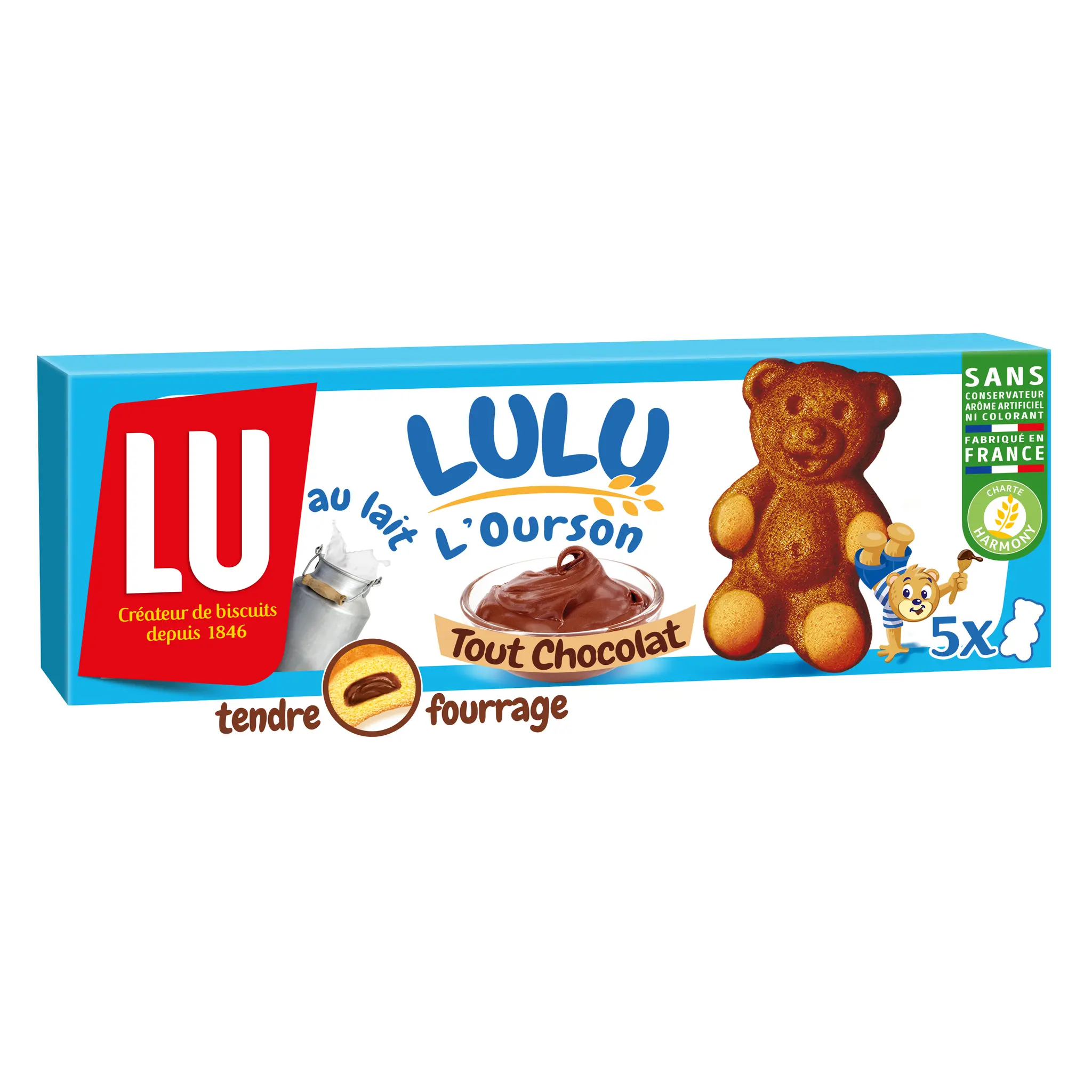 LULU L'OURSON Gâteaux tout chocolat sans colorant, sachets individuels