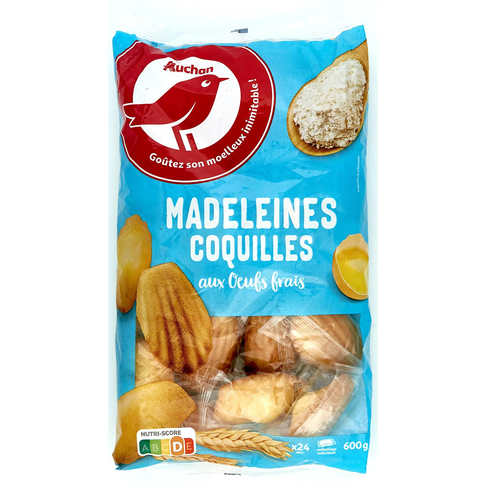 AUCHAN Madeleines coquilles aux œufs frais sachets individuels