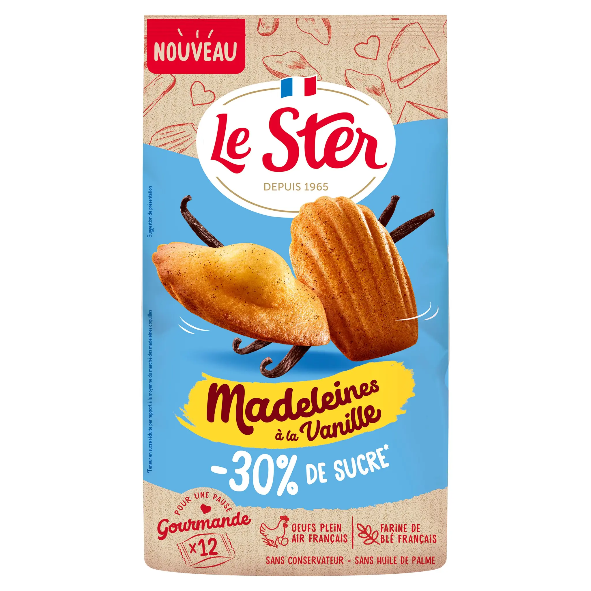 LE STER Madeleines coquilles à la vanille -30% sucre