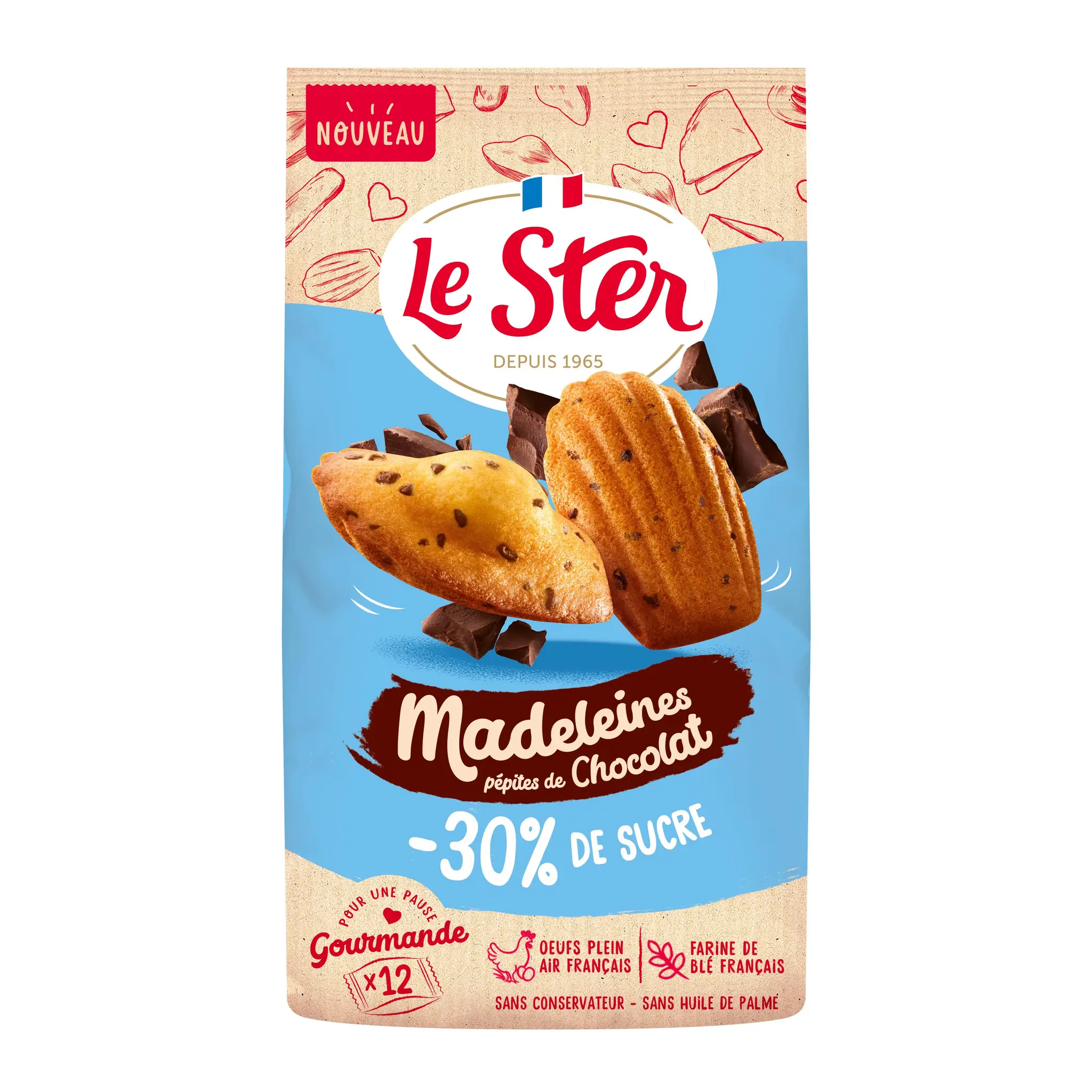 LE STER Madeleines aux pépites de chocolat avec - 30% de sucre