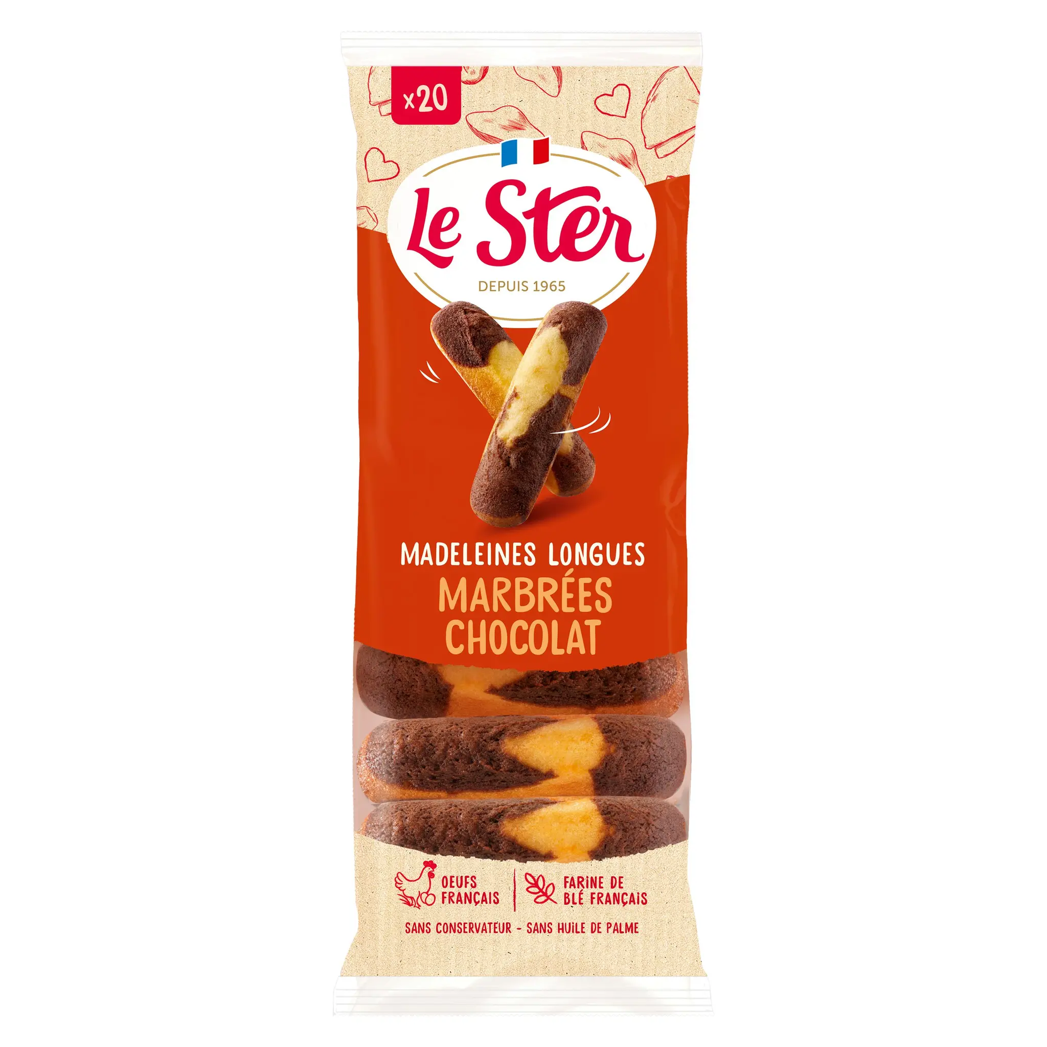 LE STER Madeleines longues marbrées au chocolat
