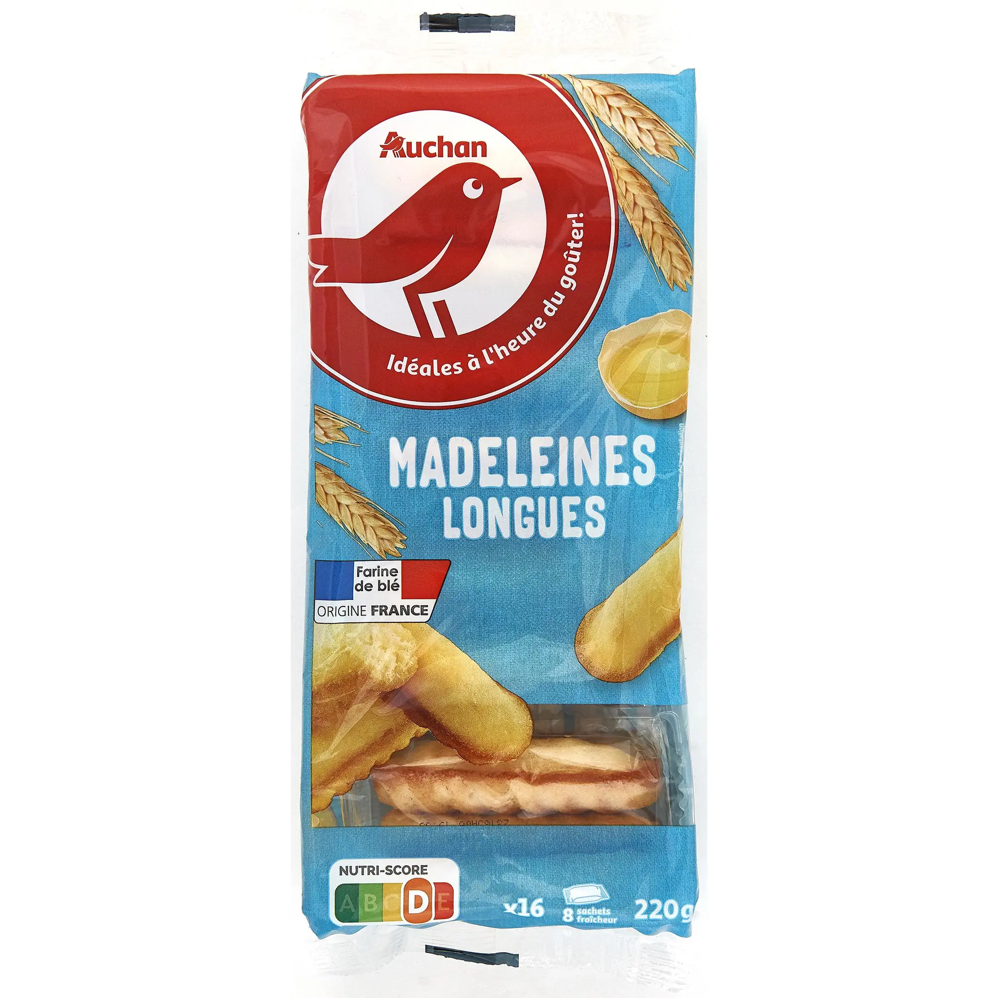 AUCHAN Madeleines longues aux œufs frais sachets fraîcheur