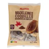 AUCHAN Madeleines coquilles marbrées au chocolat sachets individuels
