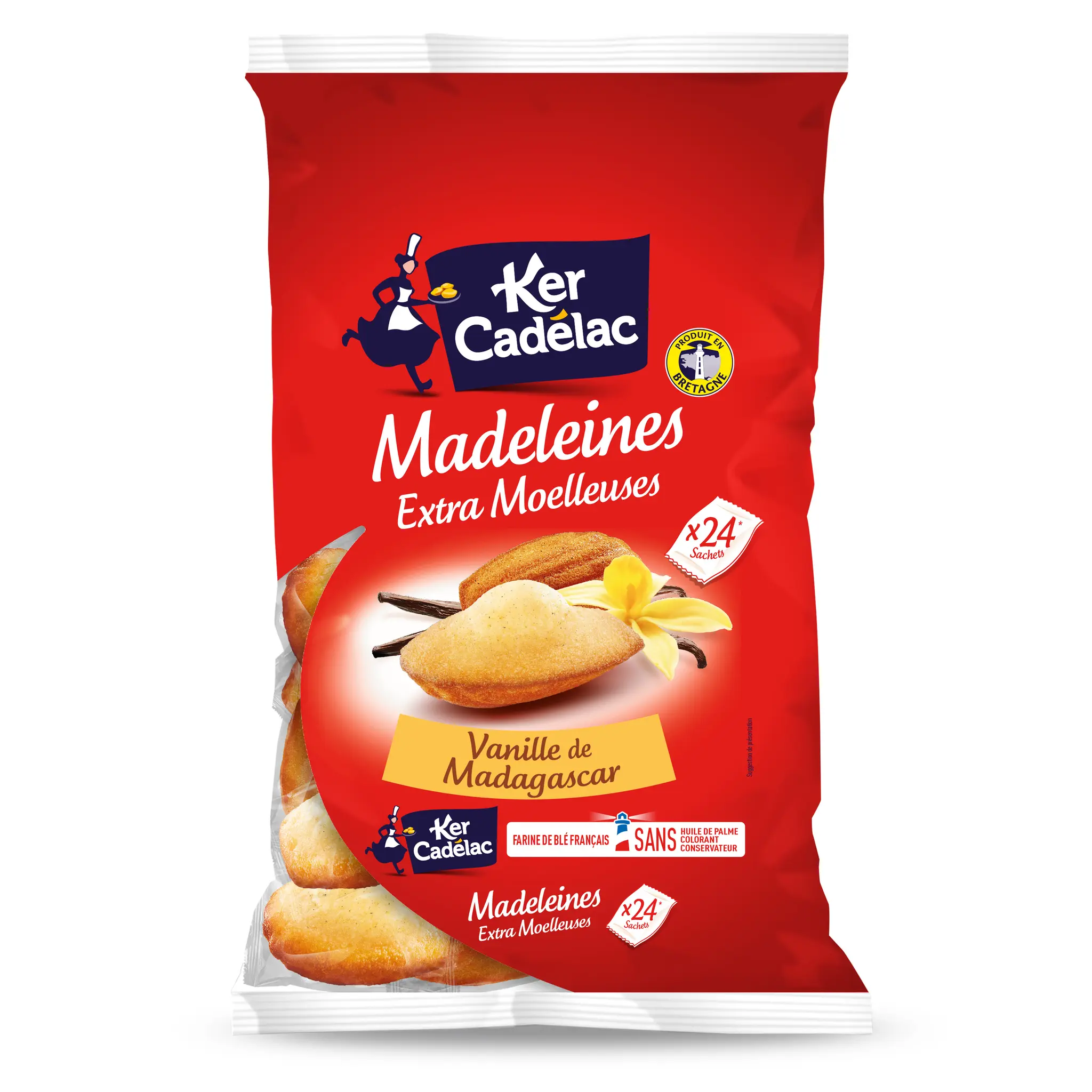 KER CADELAC Madeleines vanille de Madagascar sachets individuels