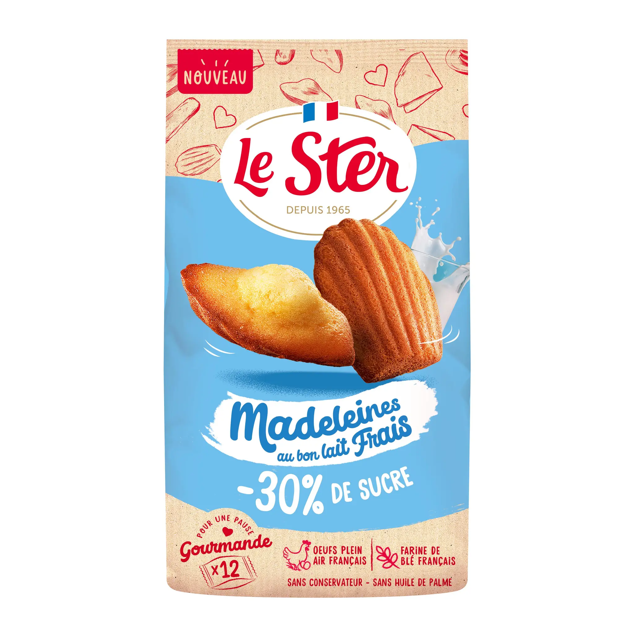 LE STER Madeleines au bon lait frais  avec -30% de sucre