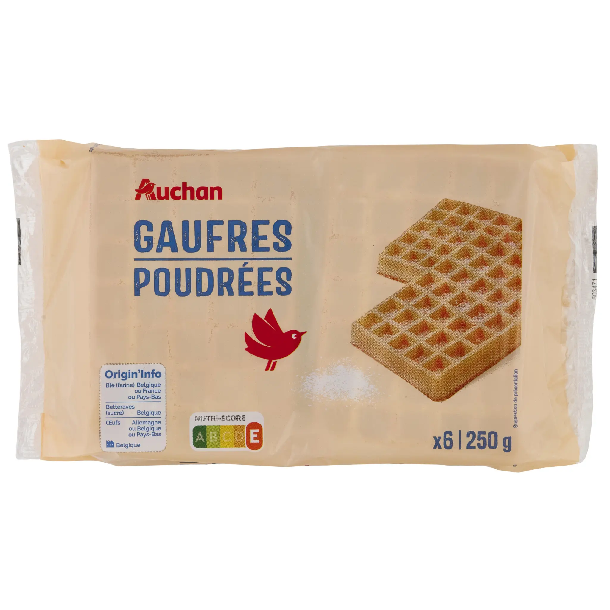 AUCHAN Gaufres poudrées au sucre glace