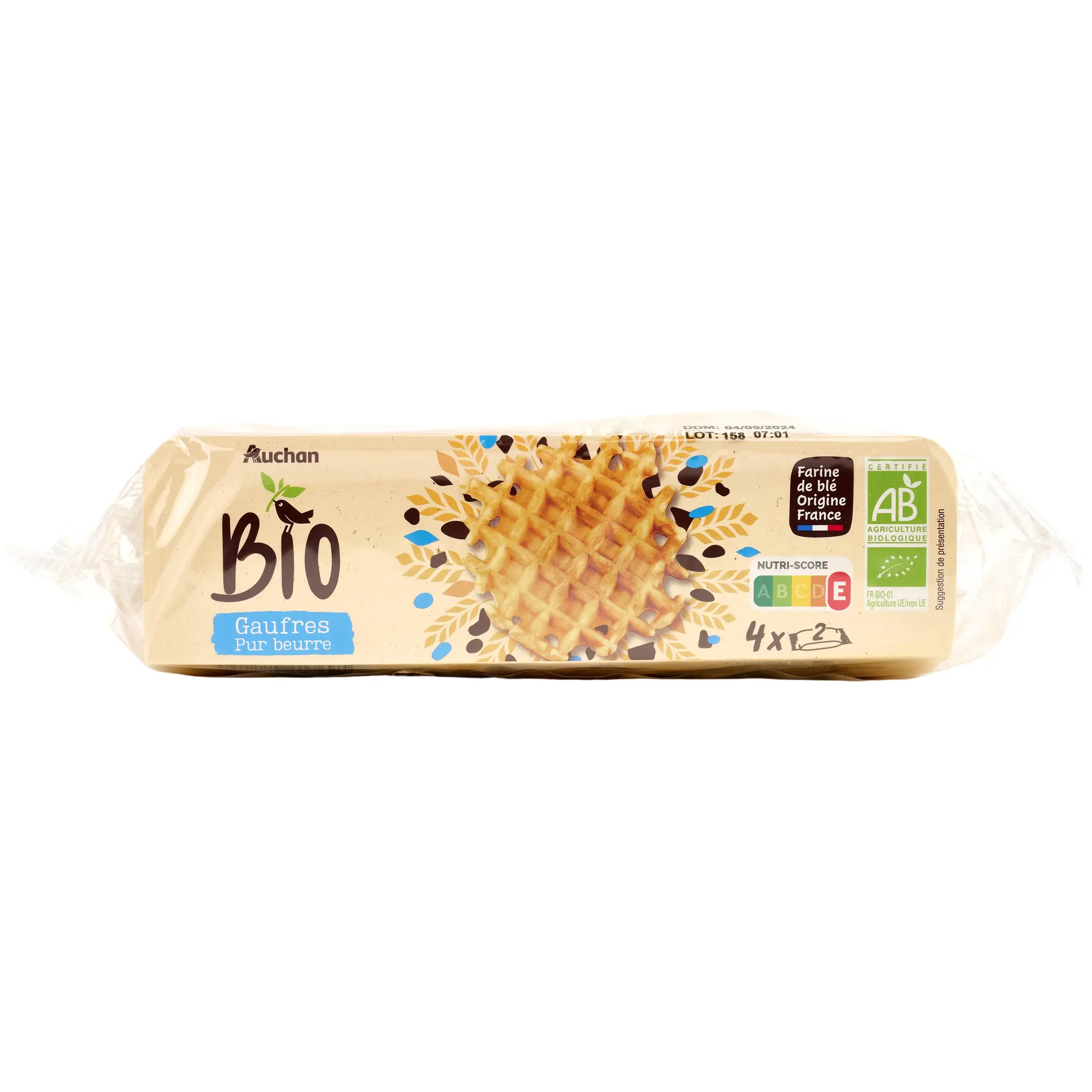 AUCHAN BIO Gaufres bio pur beurre