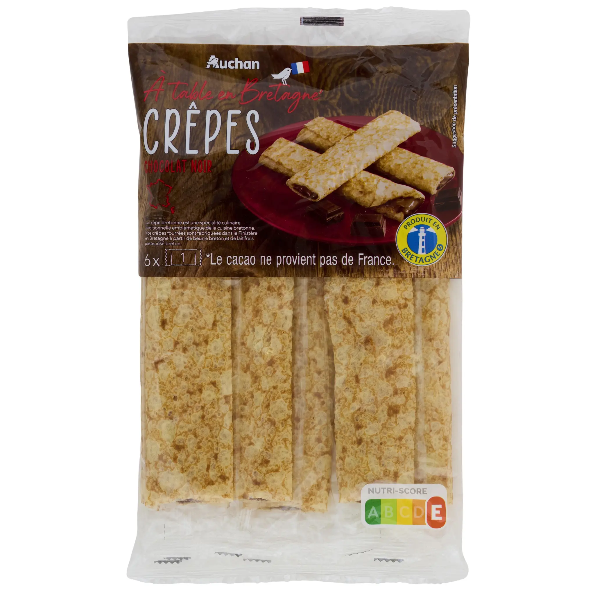 AUCHAN TERROIR Crêpes fourrées chocolat noir