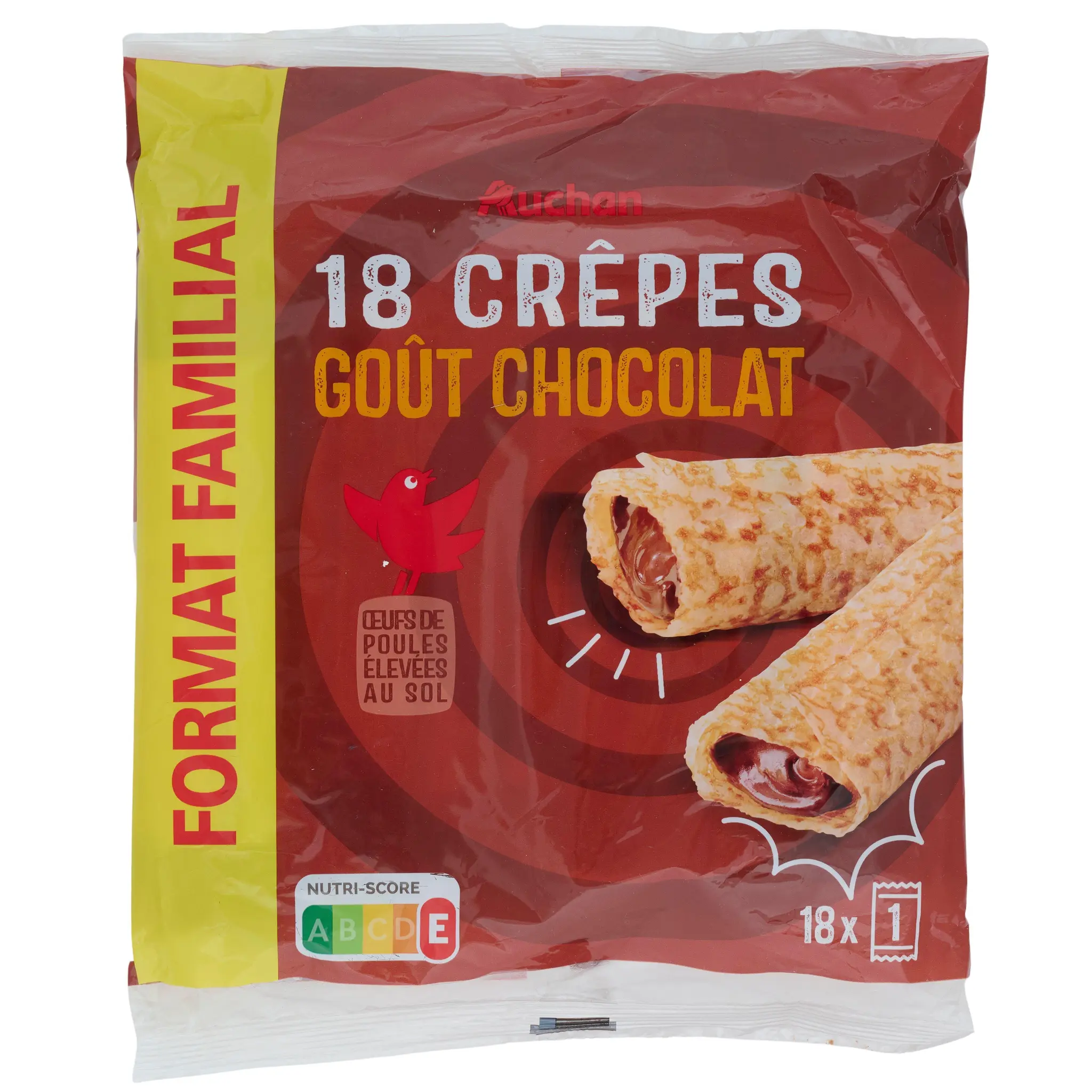 AUCHAN Crêpes fourrées au chocolat format familial