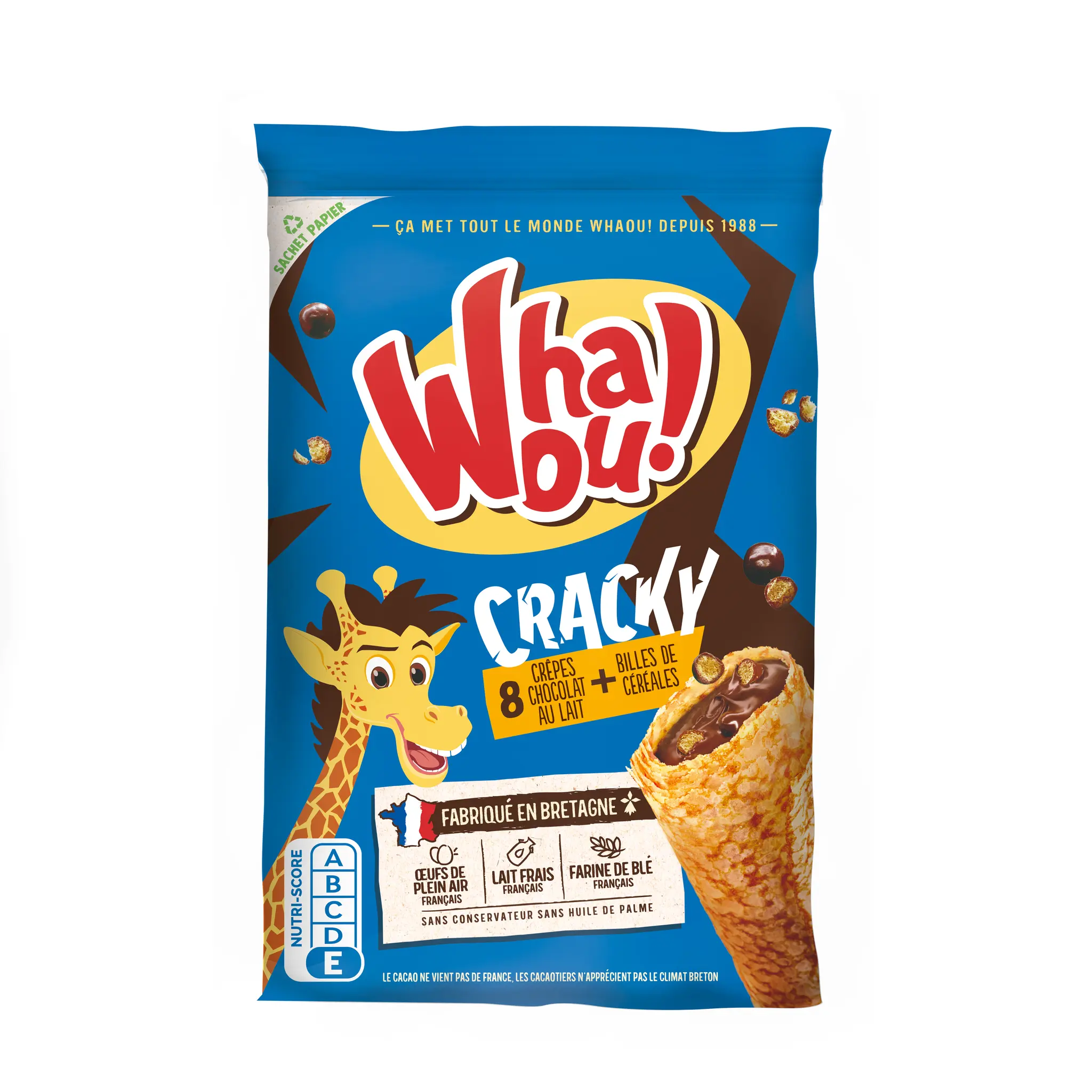 WHAOU Craky crêpes chocolat au lait et billes de céréales