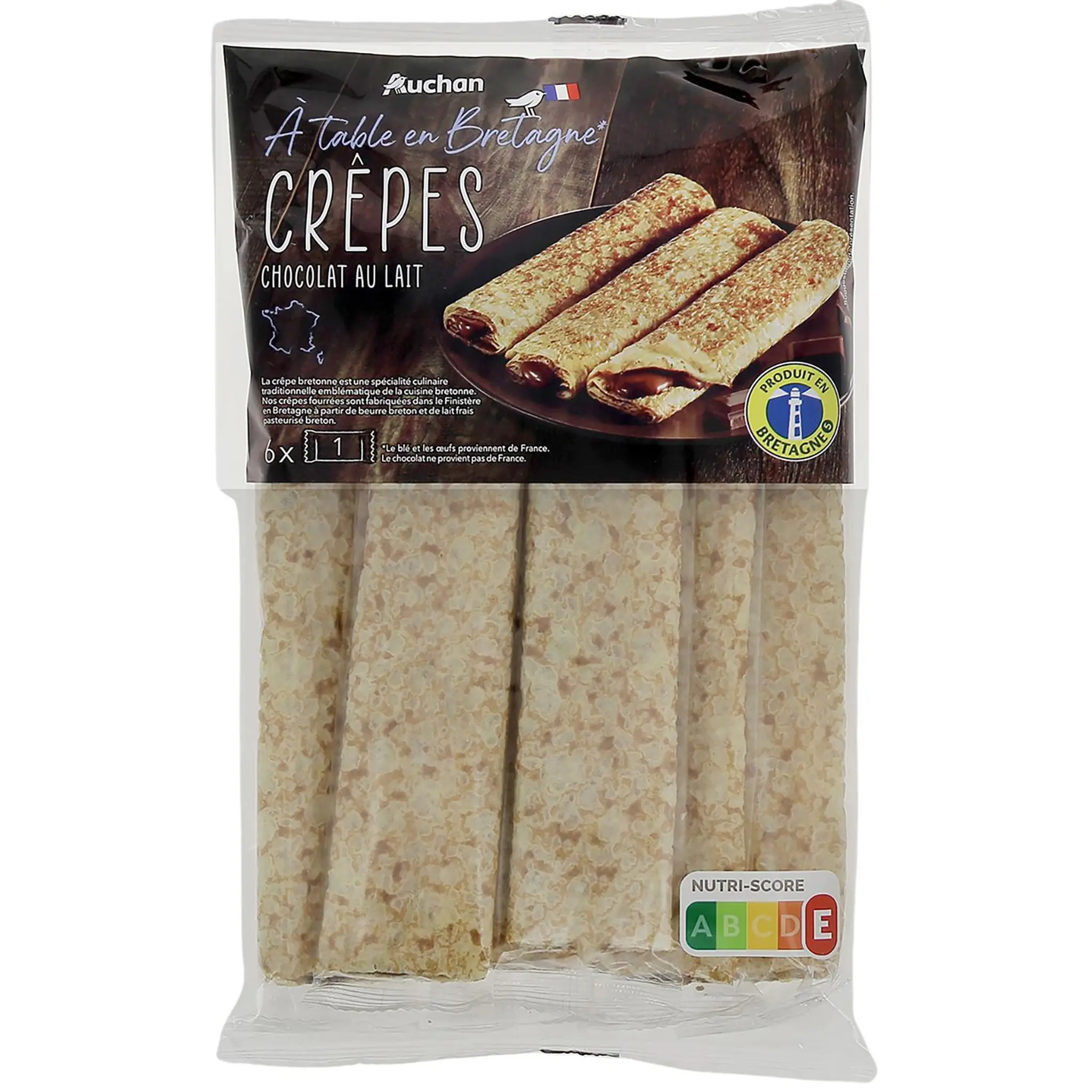 AUCHAN TERROIR Crêpes fourrées au chocolat au lait