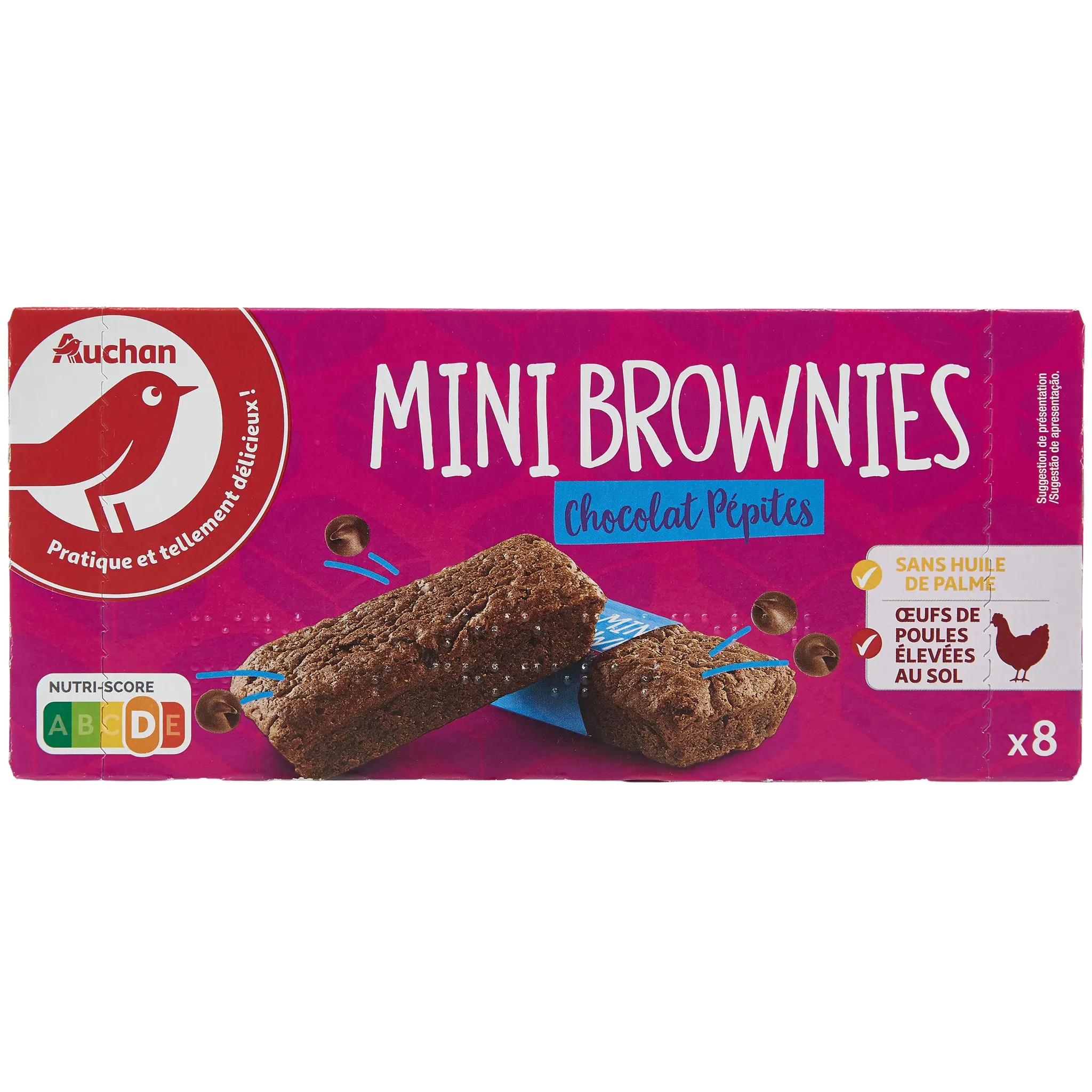 AUCHAN Mini brownies aux pépites de chocolat sachets individuels