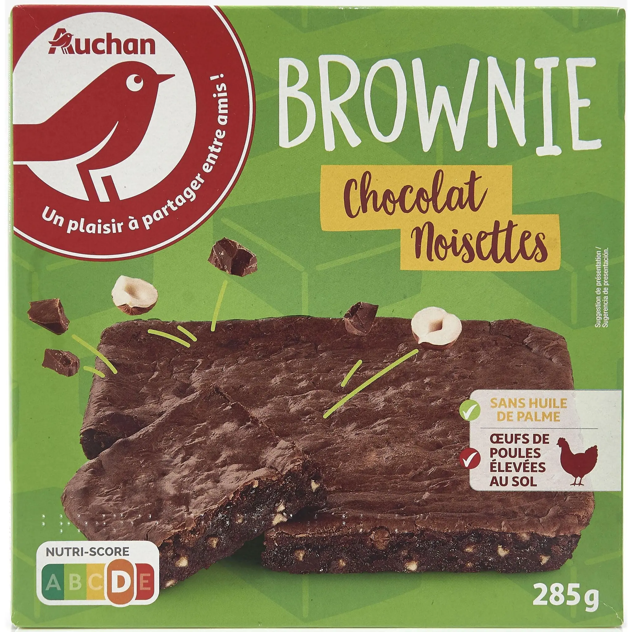 AUCHAN Brownie au chocolat et aux noisettes