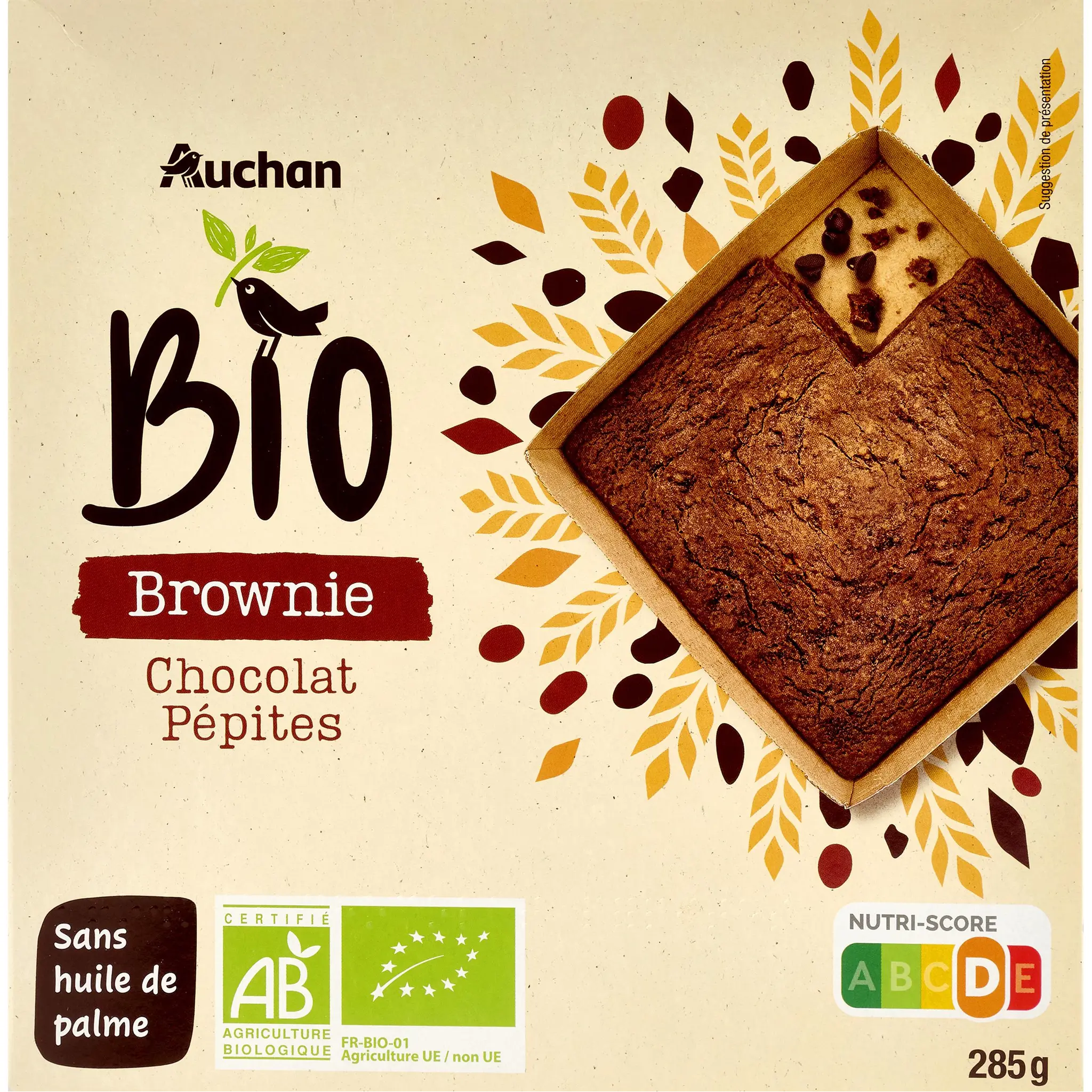 AUCHAN BIO Brownie chocolat pépite bio