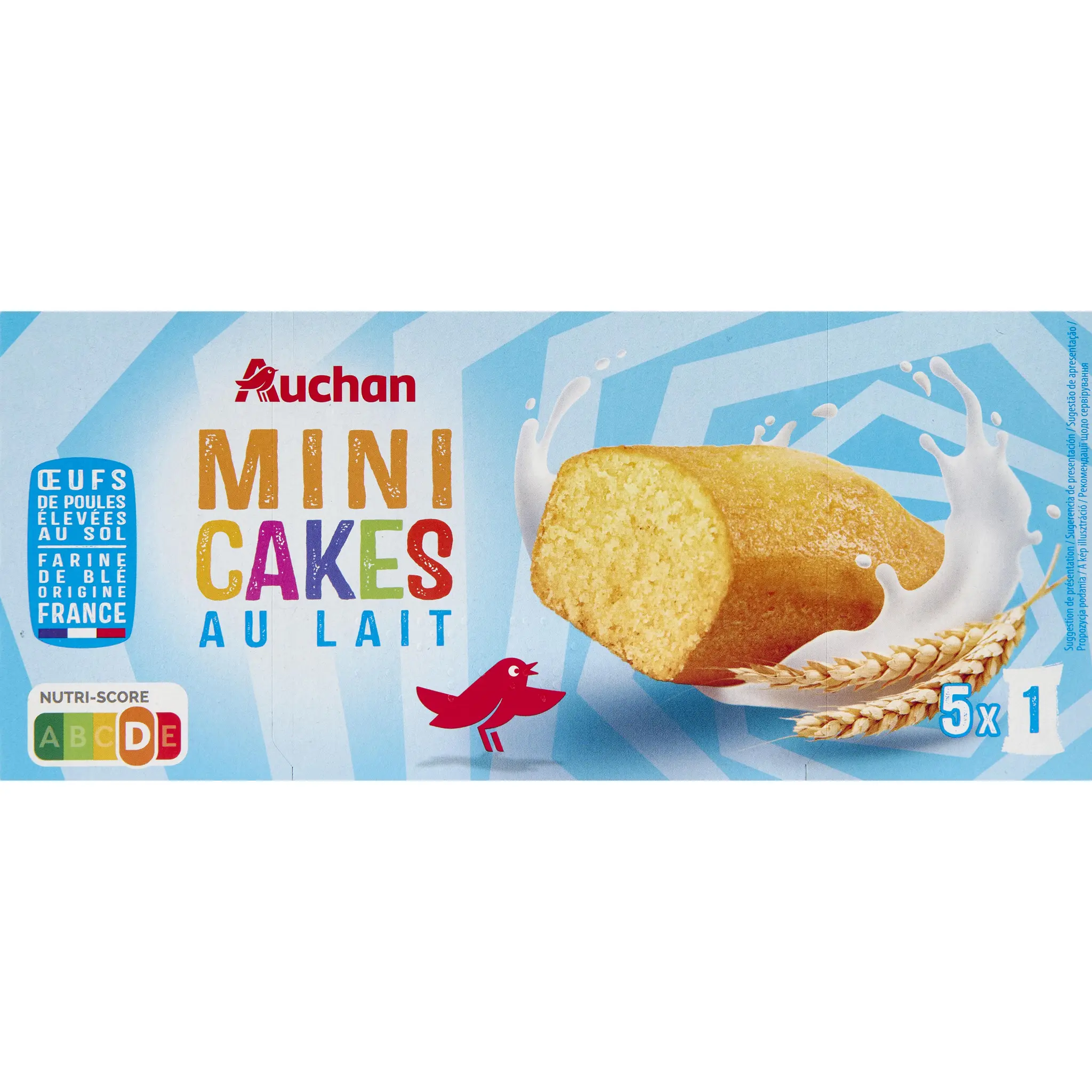 AUCHAN Mini cakes au lait sachets individuels