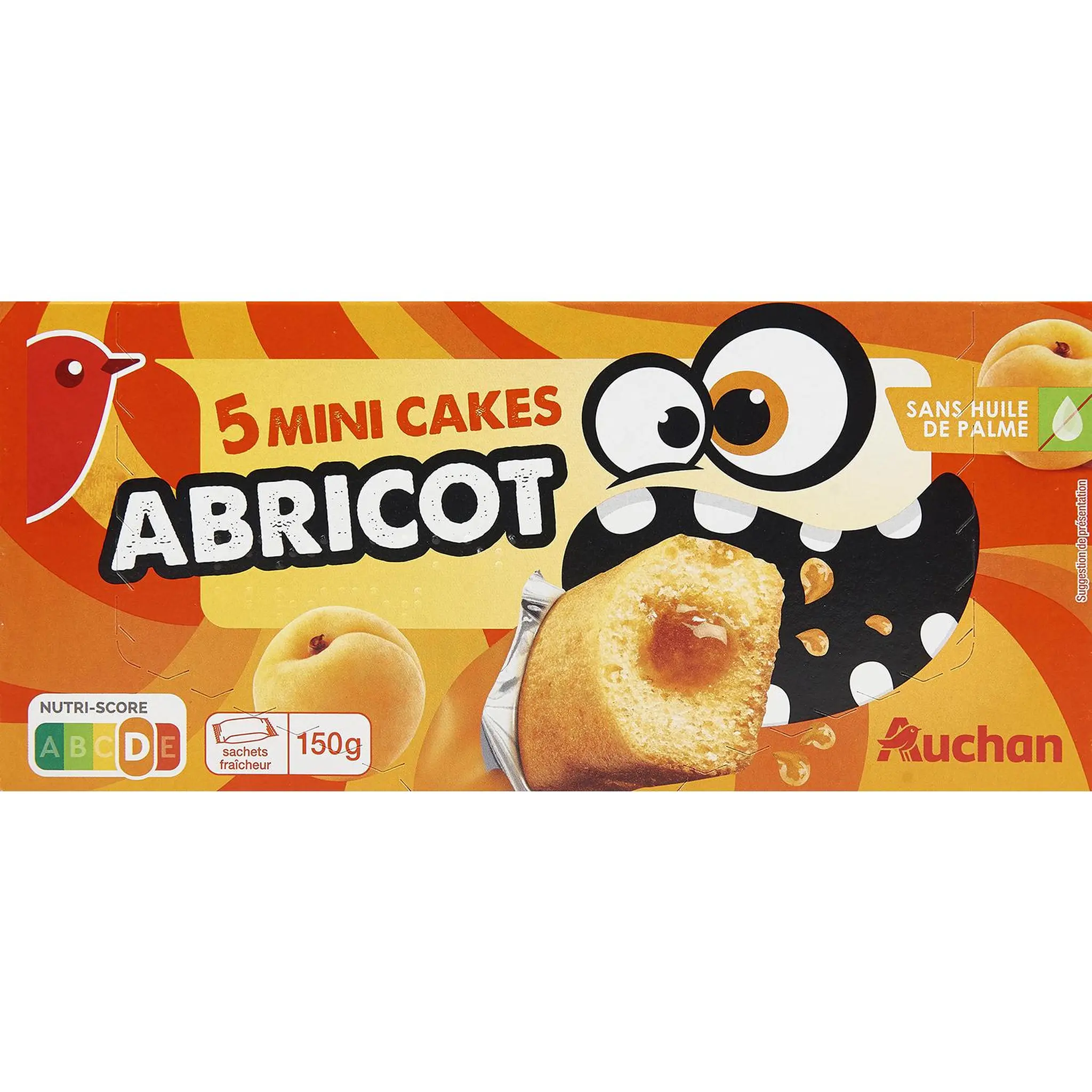 AUCHAN Mini cakes fourrés abricot sans huile de palme sachets individuels