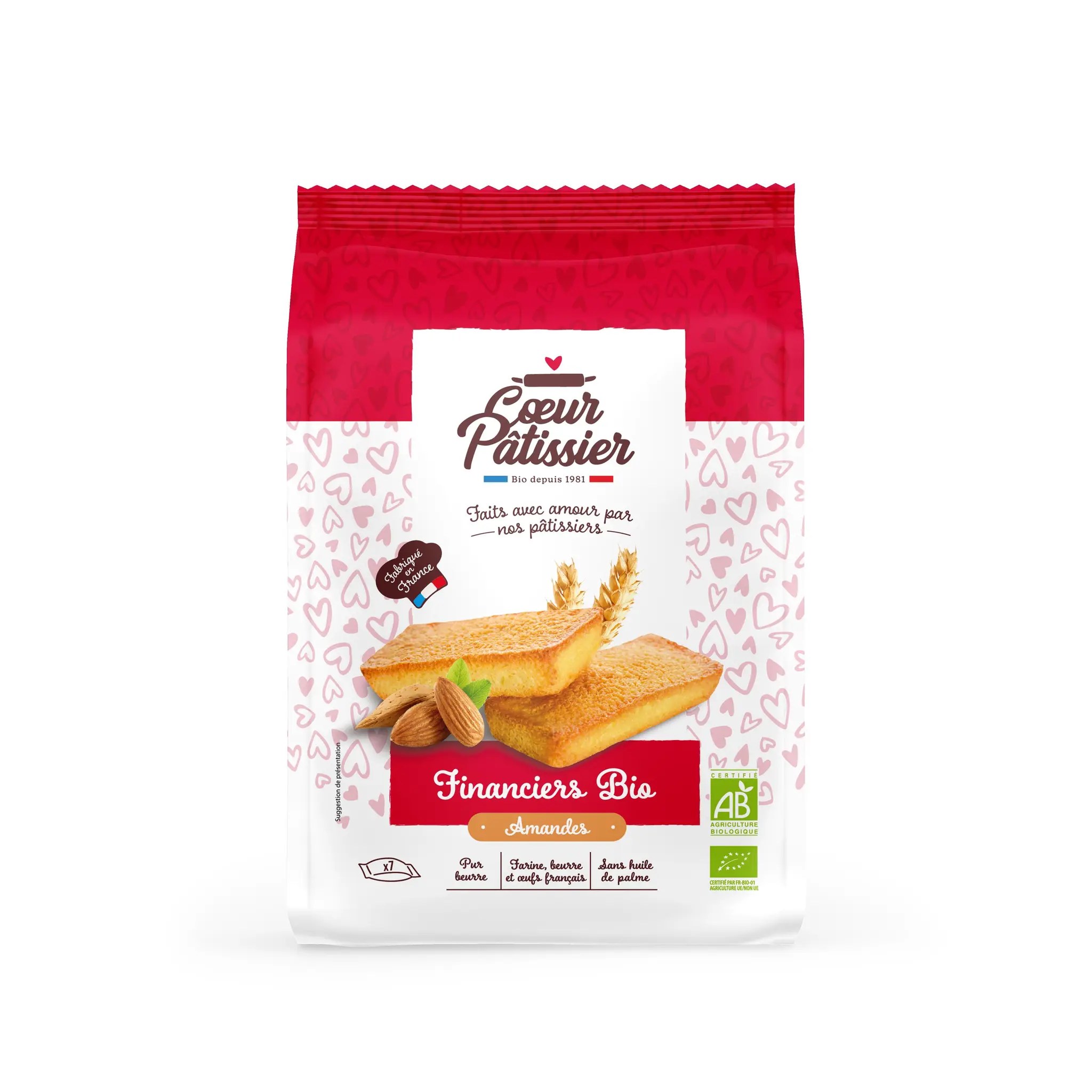 COEUR PATISSIER Financiers bio aux amandes sans huile du palme