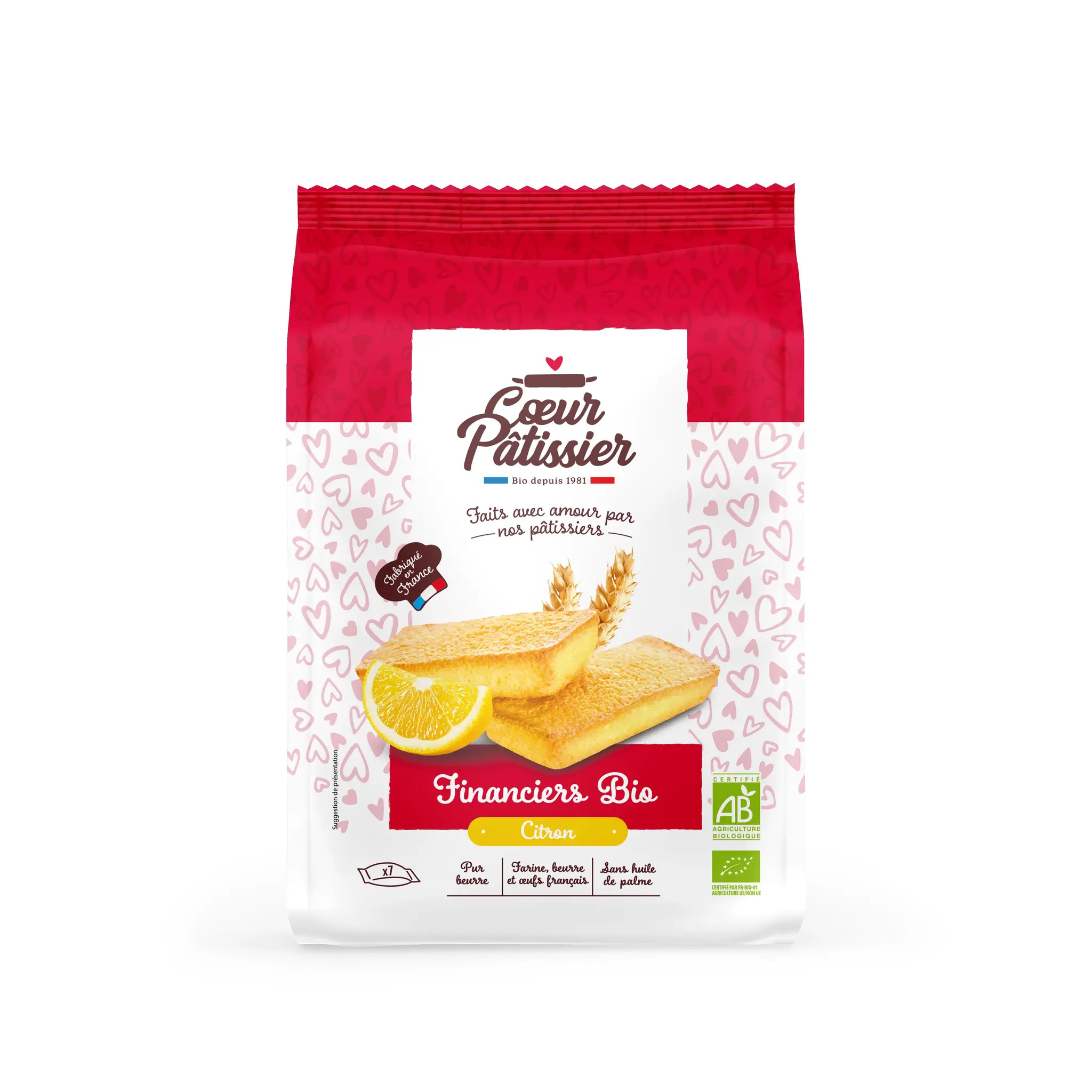 COEUR PATISSIER Financiers bio au citron sans huile de palme