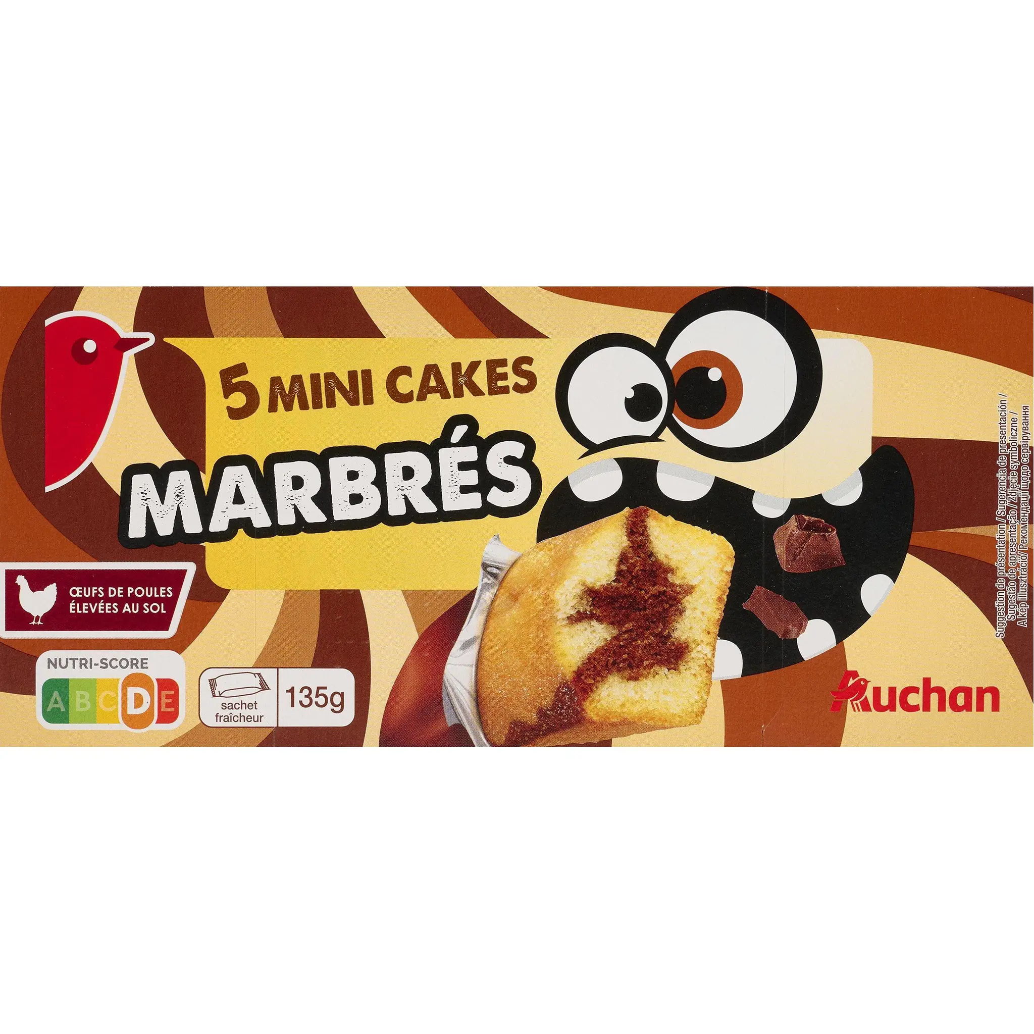 AUCHAN Mini cakes marbrés au chocolat sachets individuels