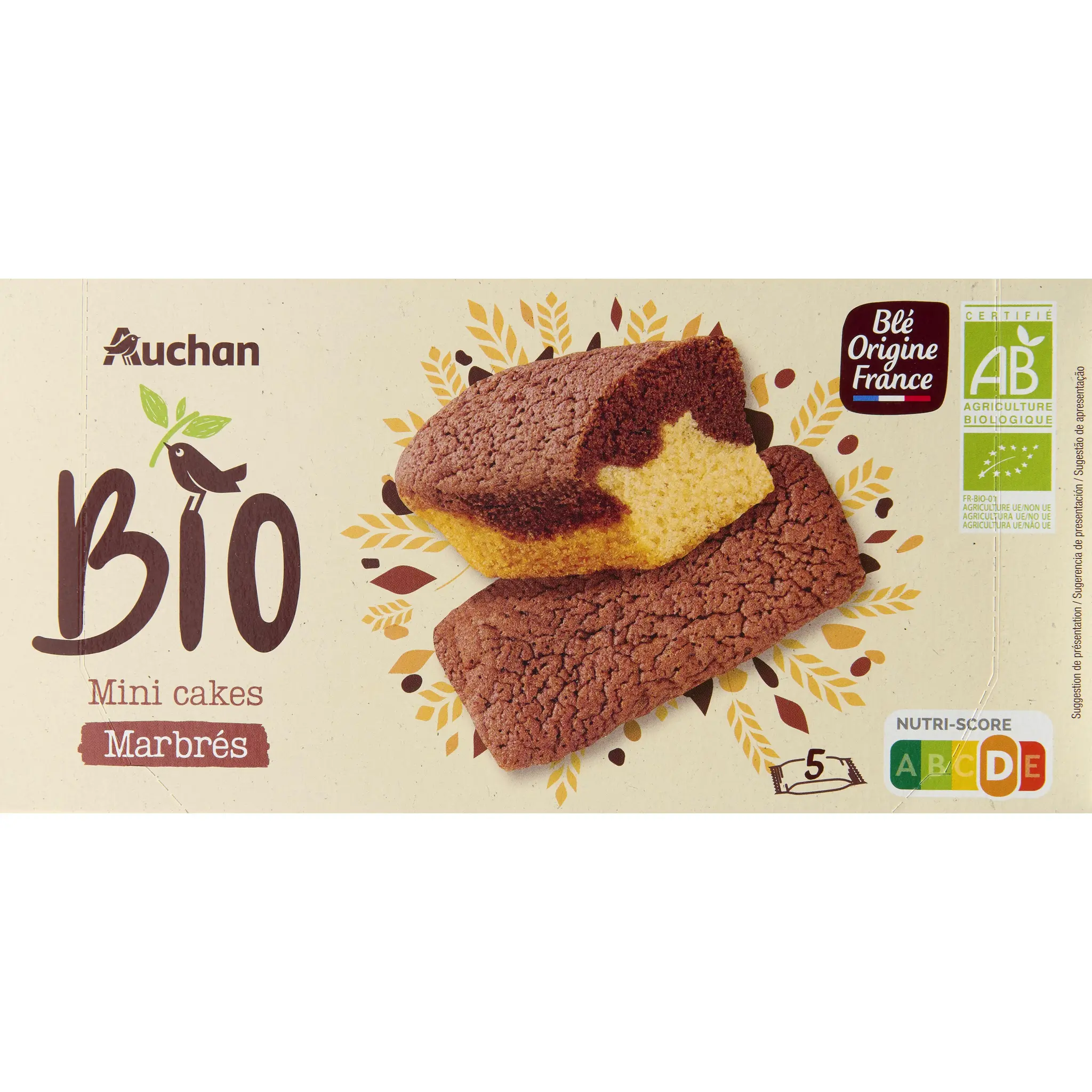 AUCHAN BIO Mini cakes marbrés bio