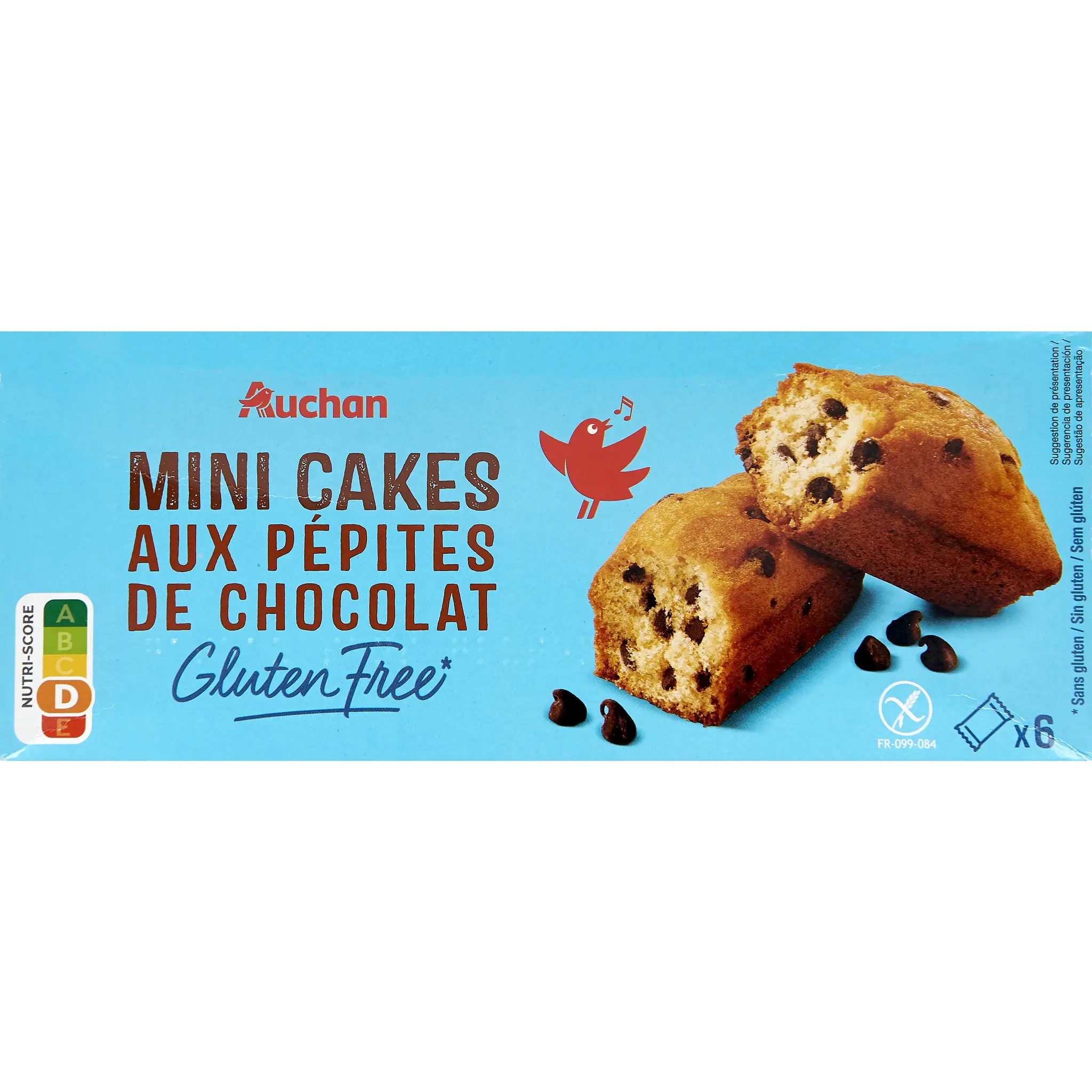 AUCHAN Mini cakes aux pépites de chocolat sans gluten