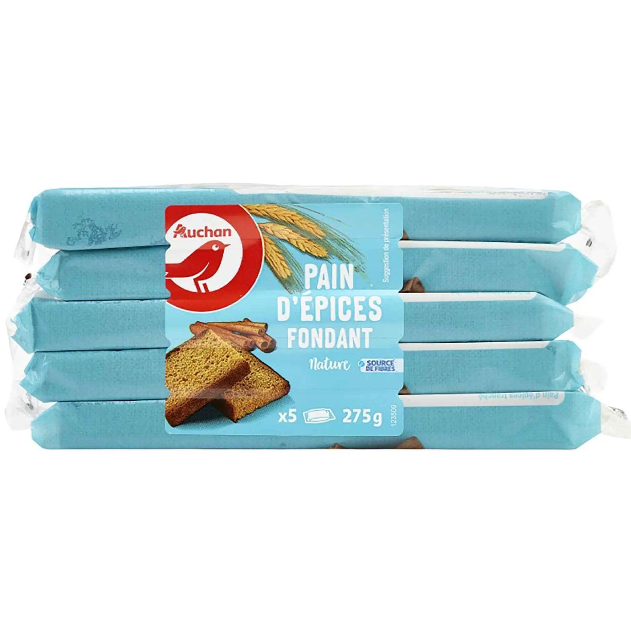 AUCHAN Tranches de pain d'épices fondant nature sachets individuels