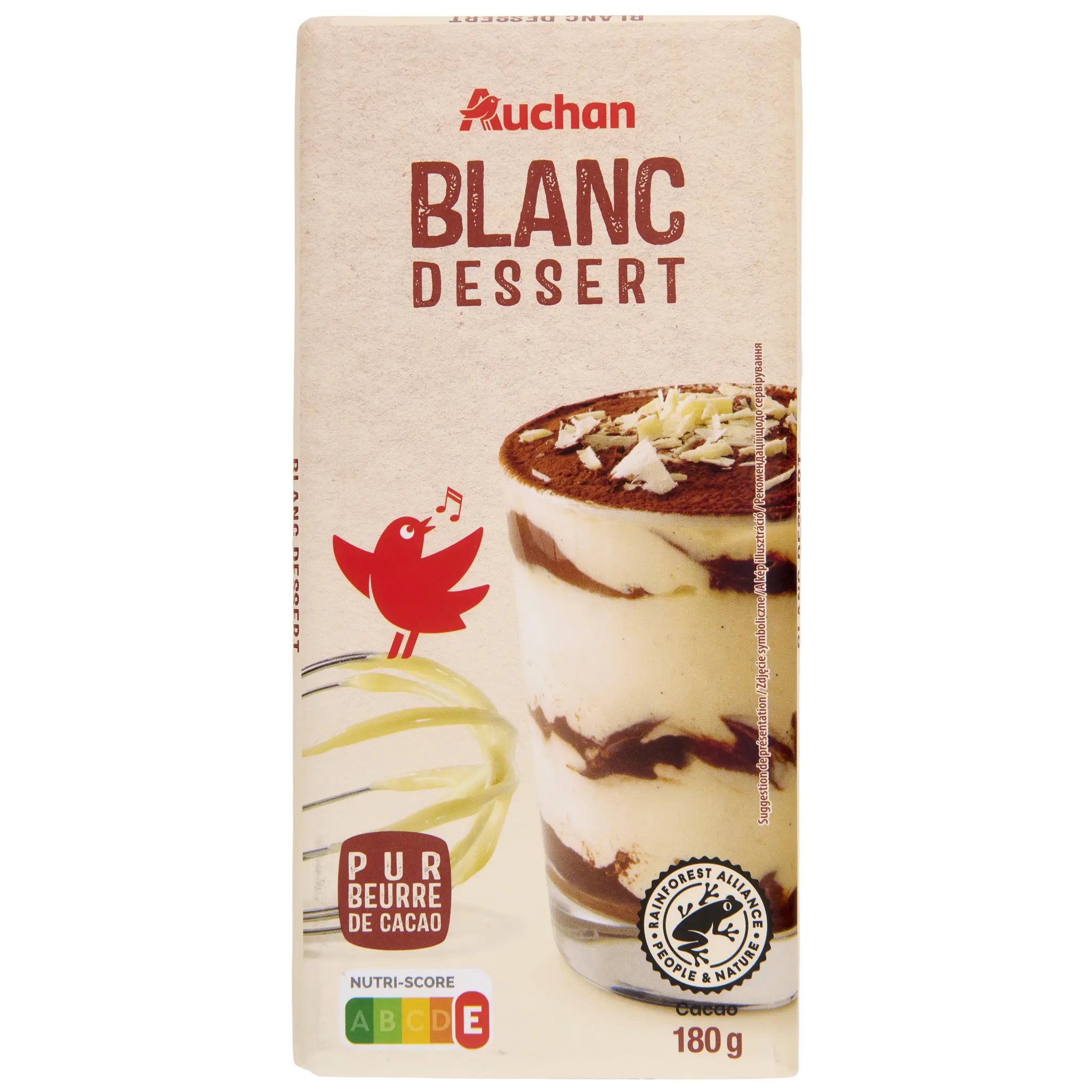 AUCHAN Tablette de chocolat dessert blanc