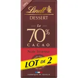 LINDT Dessert Tablette de chocolat noir intense 70% cacao