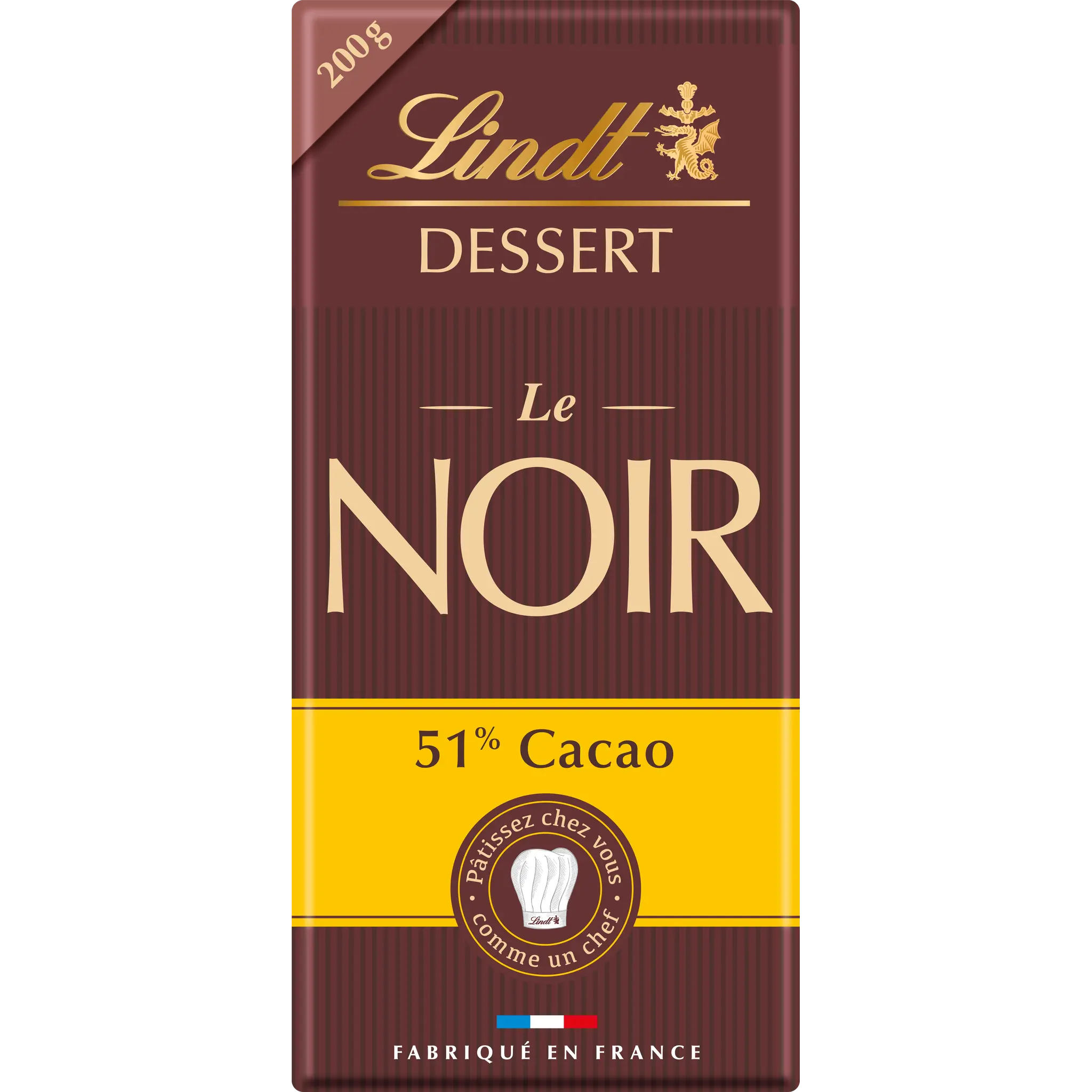 LINDT Dessert Tablette de chocolat noir 51% cacao
