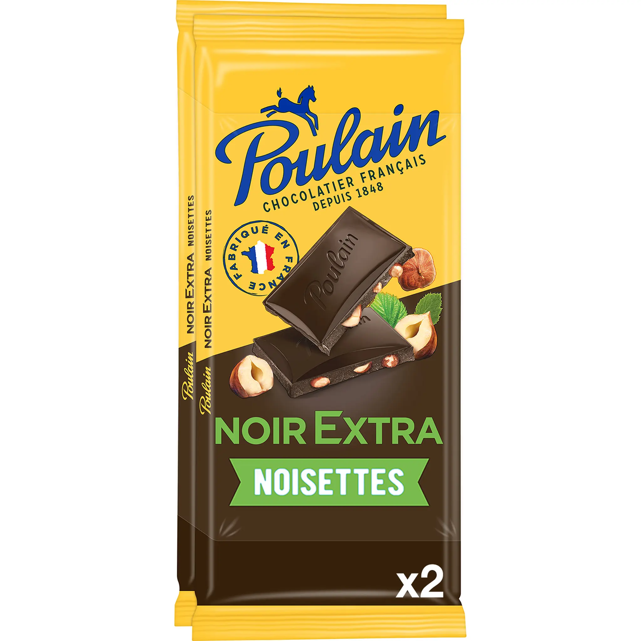 POULAIN Tablette de chocolat noir extra aux noisettes de nos régions