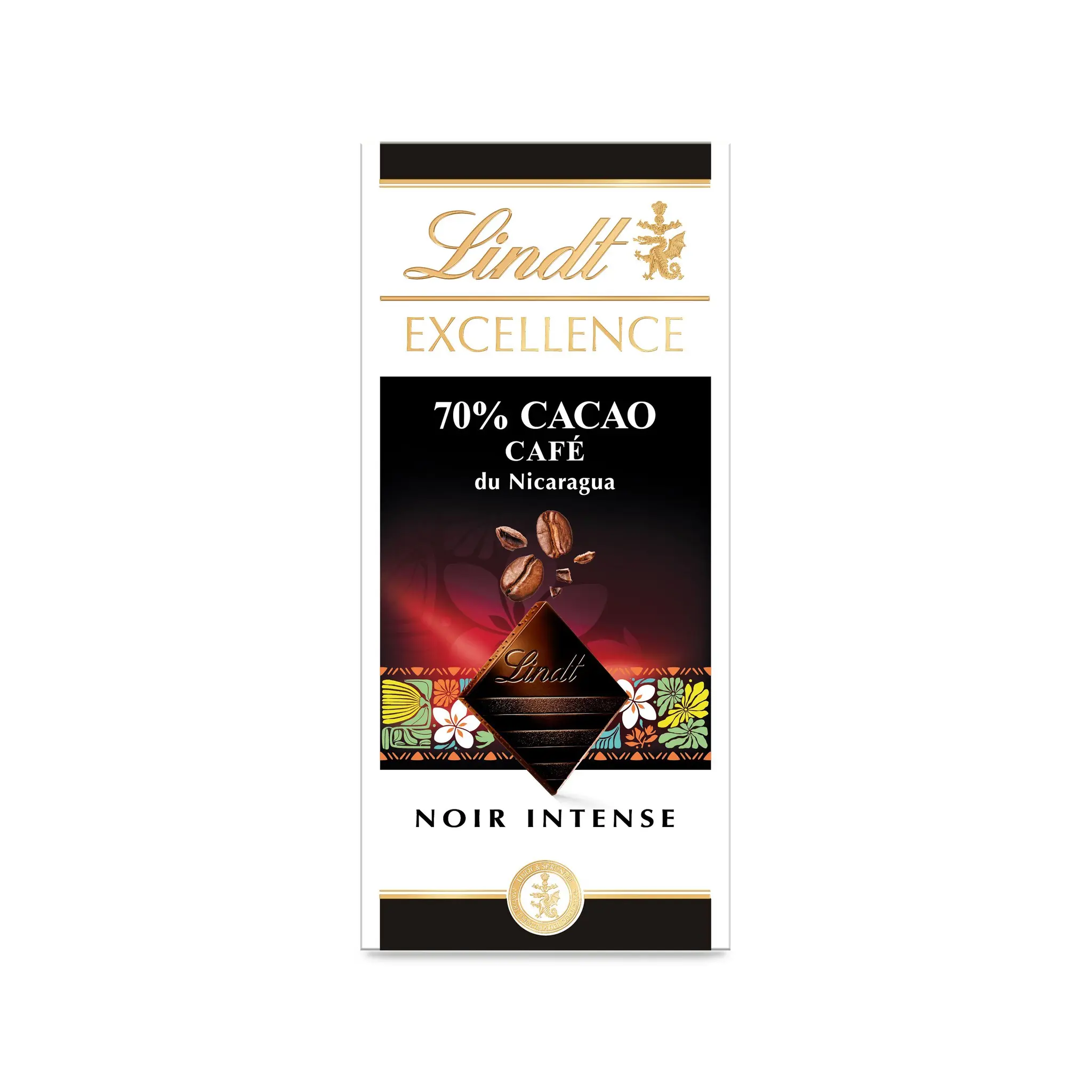 LINDT Excellence tablette de chocolat noir 70% cacao café du Nicaragua