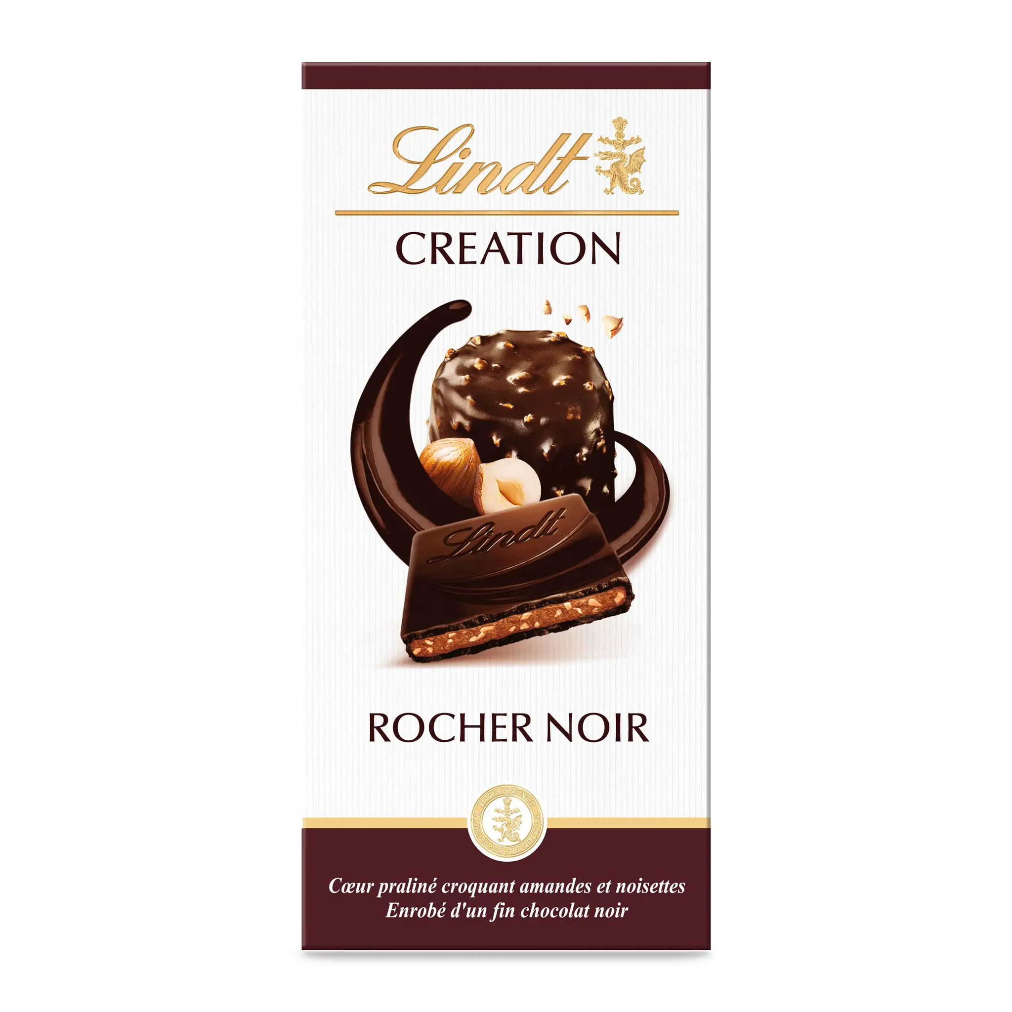 LINDT Création Tablette de chocolat noir rocher noir