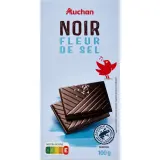 AUCHAN GOURMET Tablette de chocolat noir dégustation à la fleur de sel 47% cacao