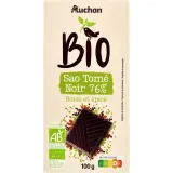 AUCHAN BIO CULTIVONS LE BON Tablette de chocolat noir 76% Sao Tome boisé et épicé